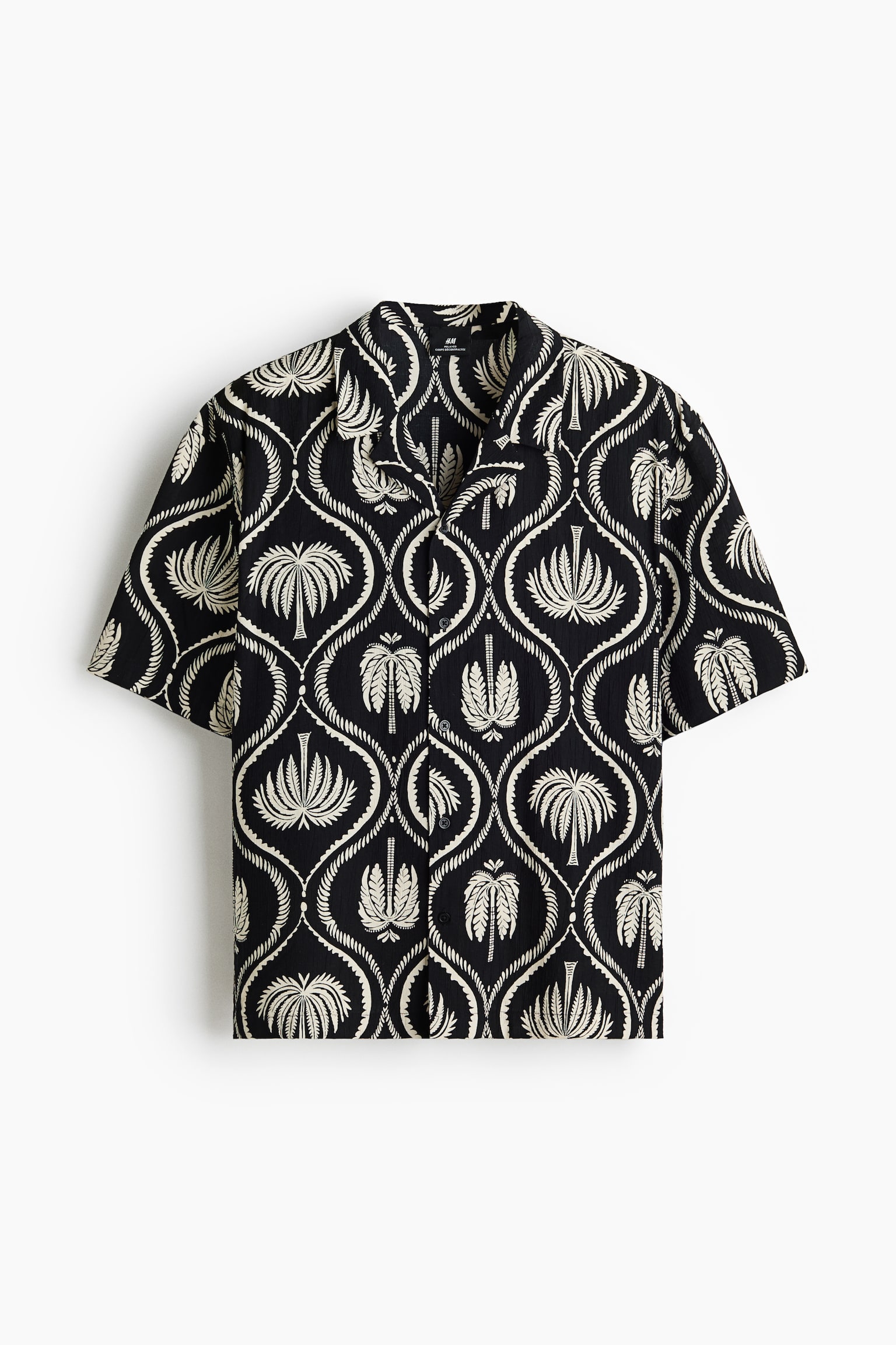 Áo sơ mi cổ hai ve Relaxed Fit - Màu đen/Hoa văn/Màu trắng/Hoa văn/Màu đen/Hoa văn - 1