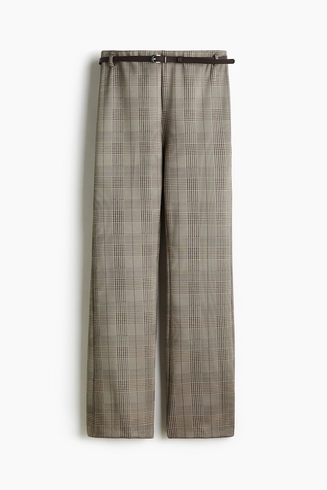 Belted trousers - Dark brown/Checked - 1