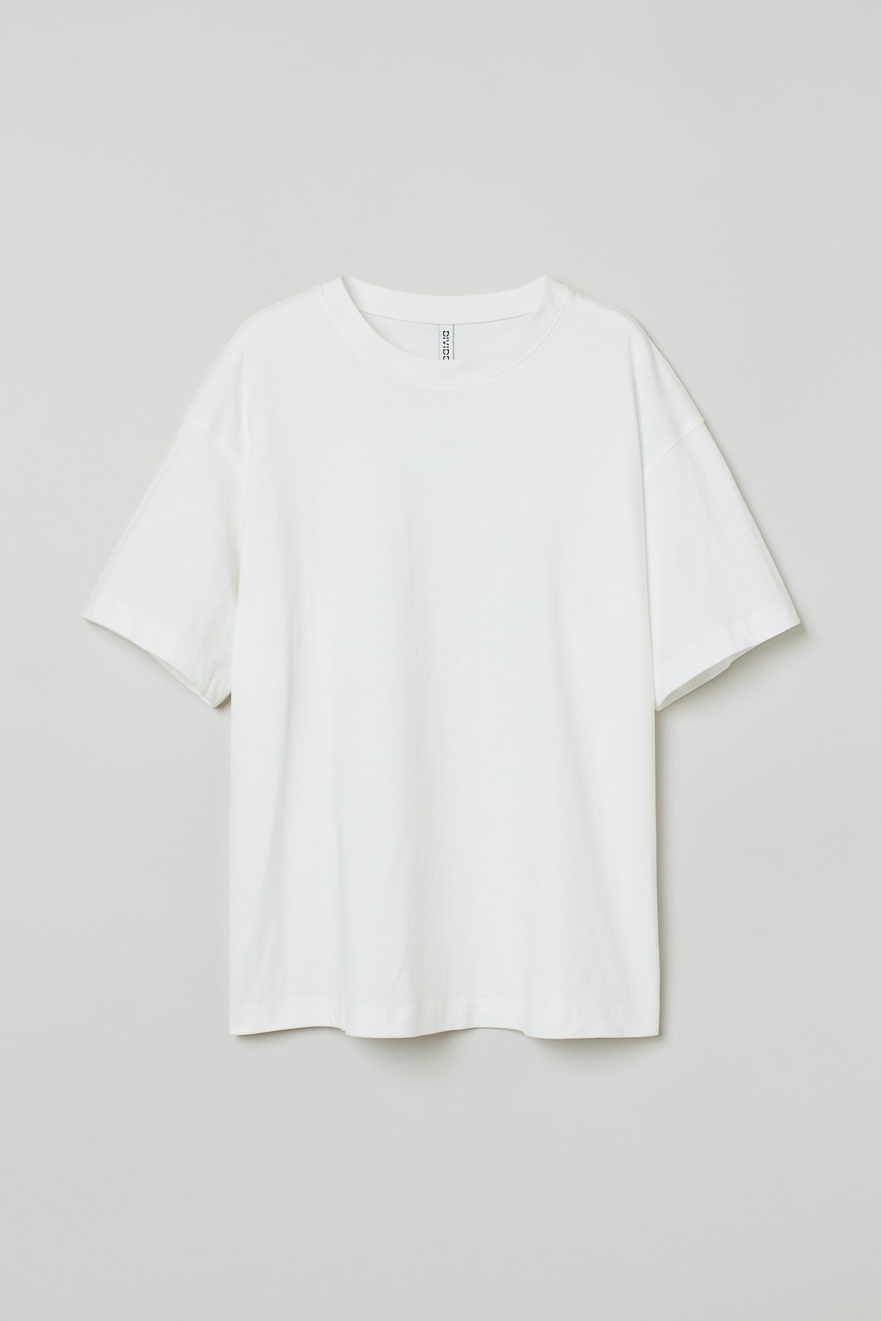 Wide-cut Cotton T-shirt - Round Neck - Short sleeve - White - Ladies ...