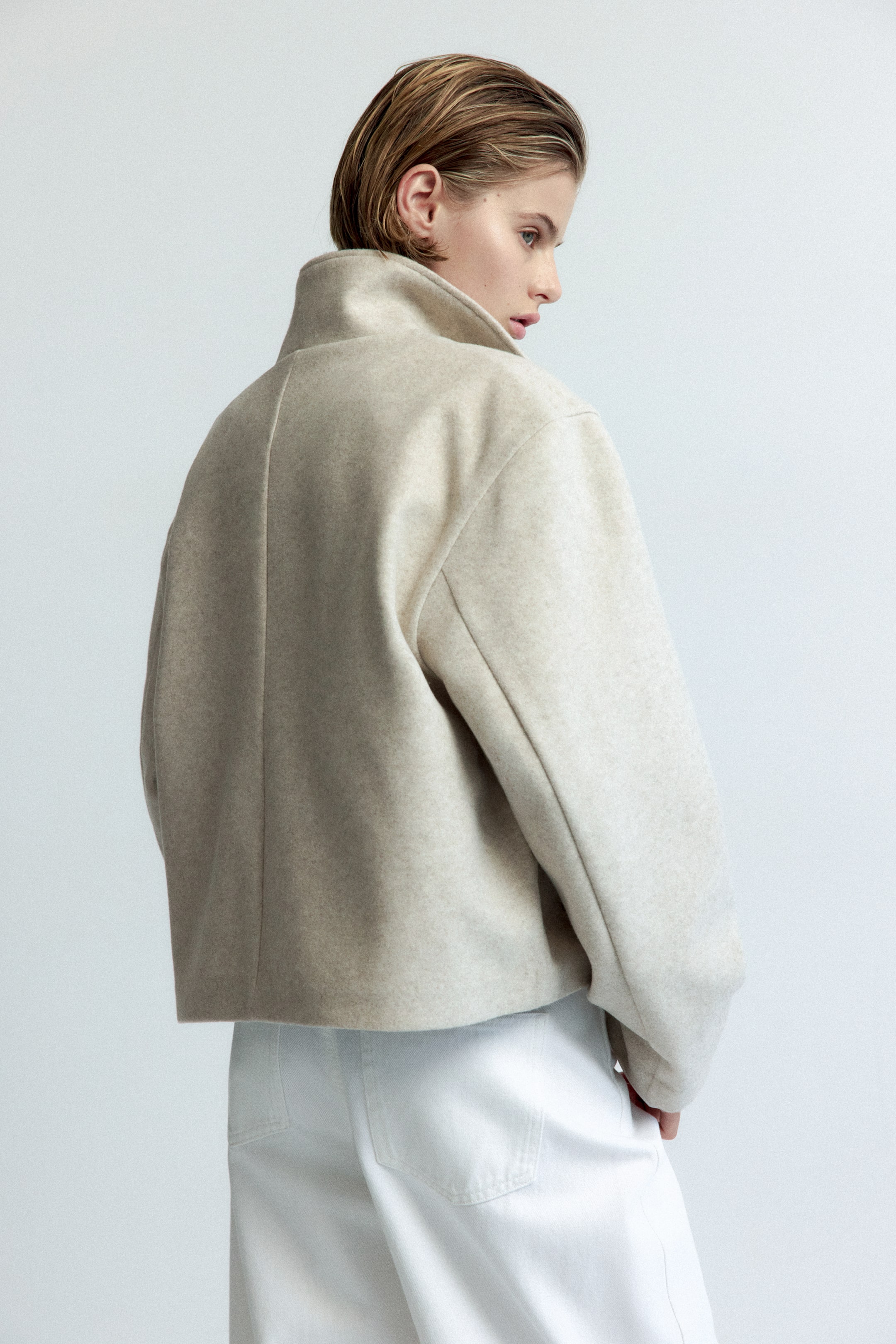 Женские куртки H&M Felted Funnel-Collar Jacket — фото 7
