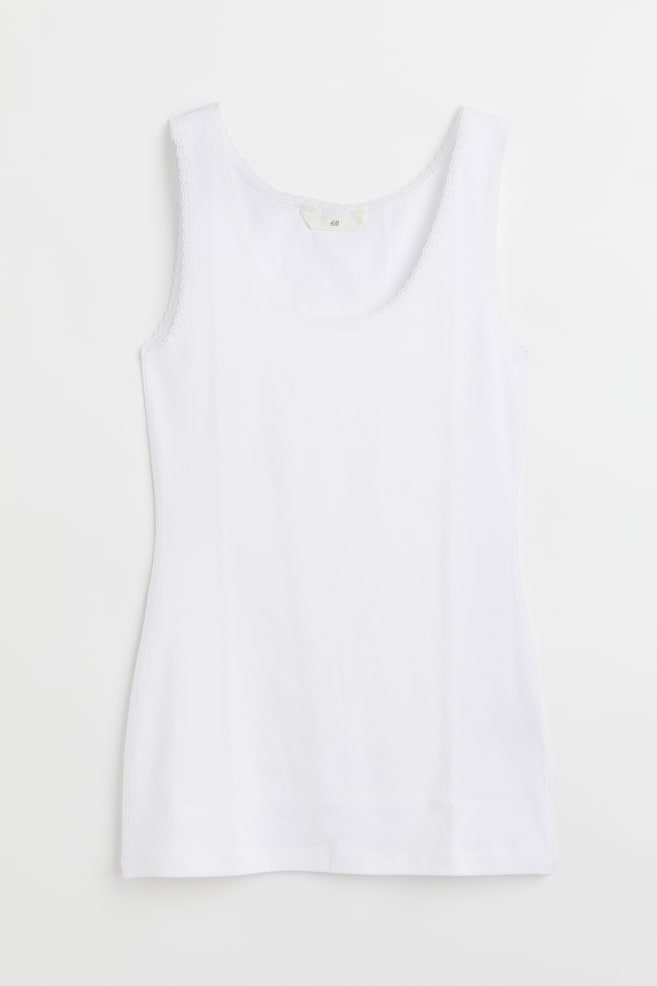 Vest top with lace trims - White/Black - 2