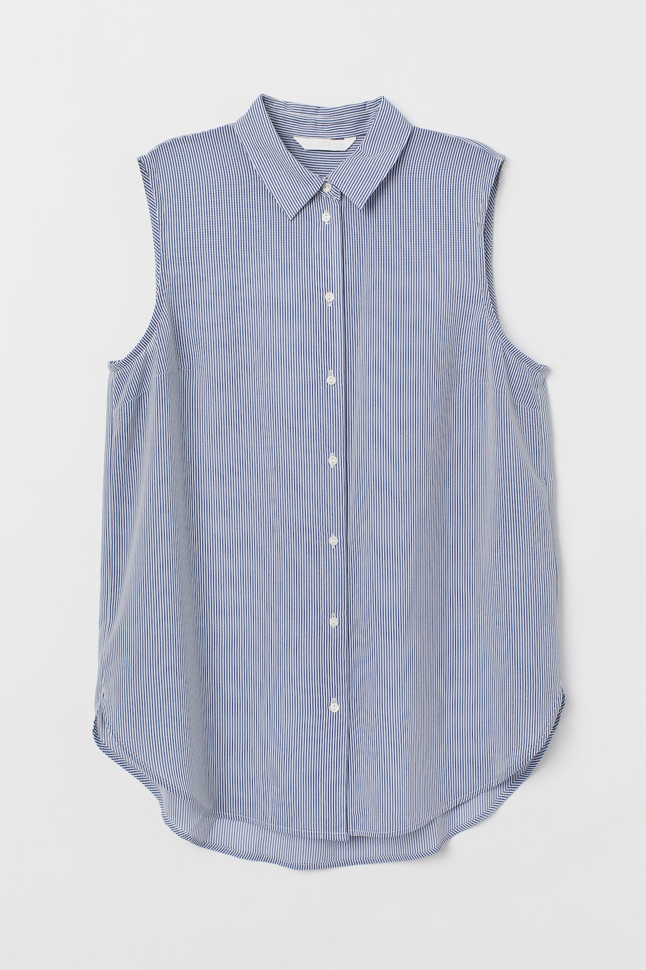 Sleeveless Blouse - Sleeveless - Blue/white striped - Ladies | H&M US