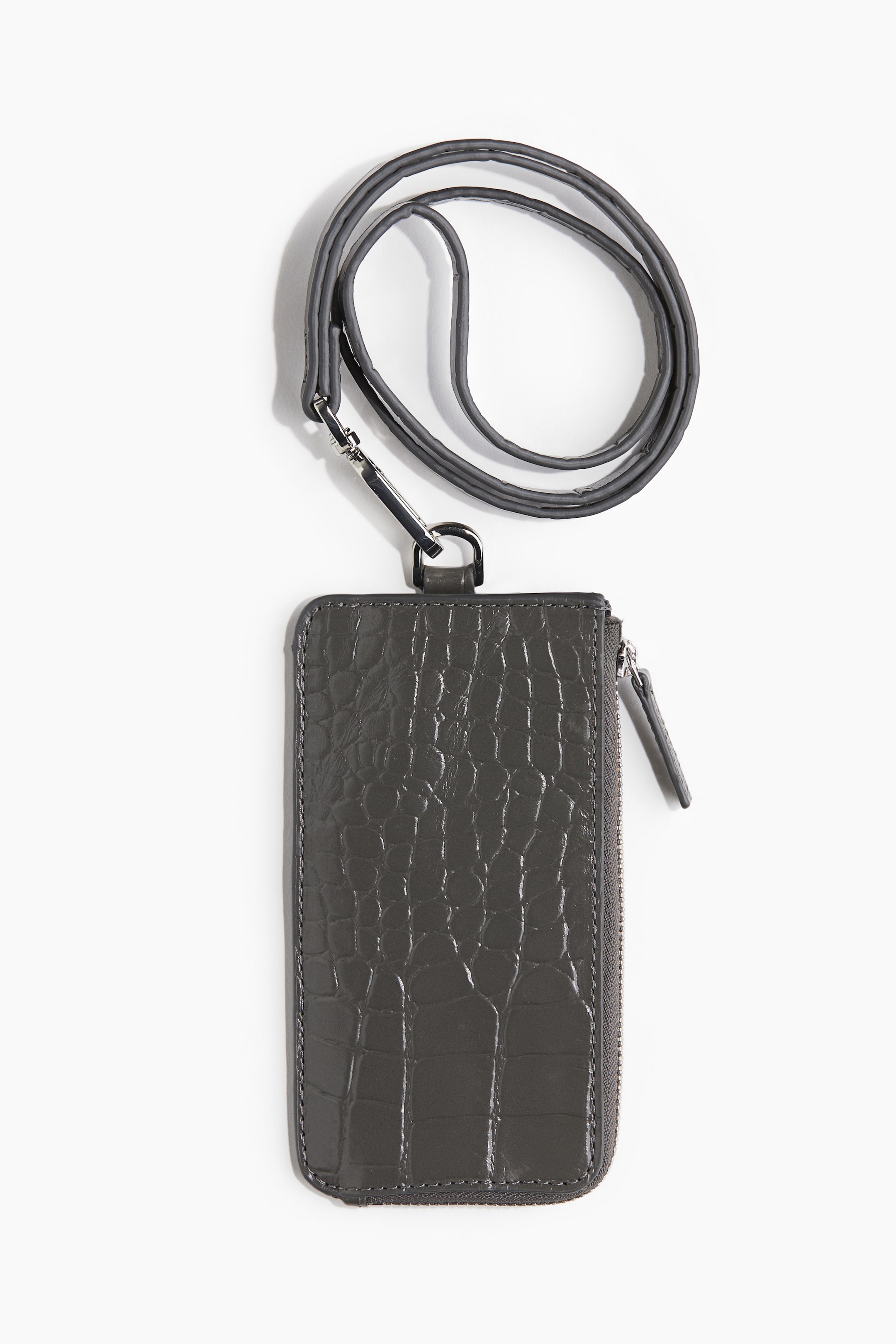 Leather neck-strap wallet - Dark grey - Men | H&M GB