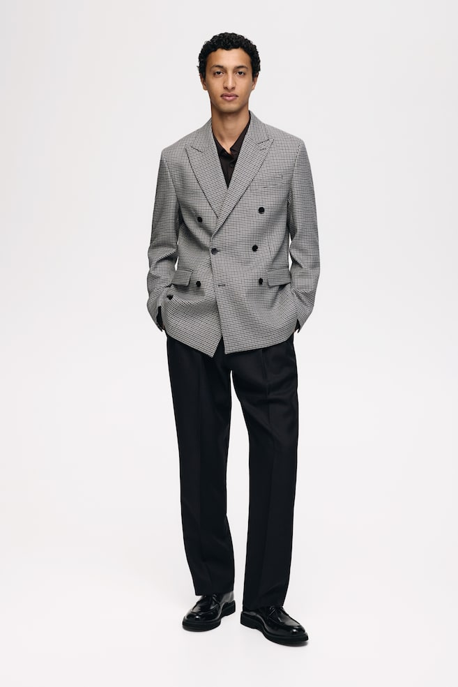 Regular Fit Wool jacket - Dark grey/Dogtooth pattern - 1