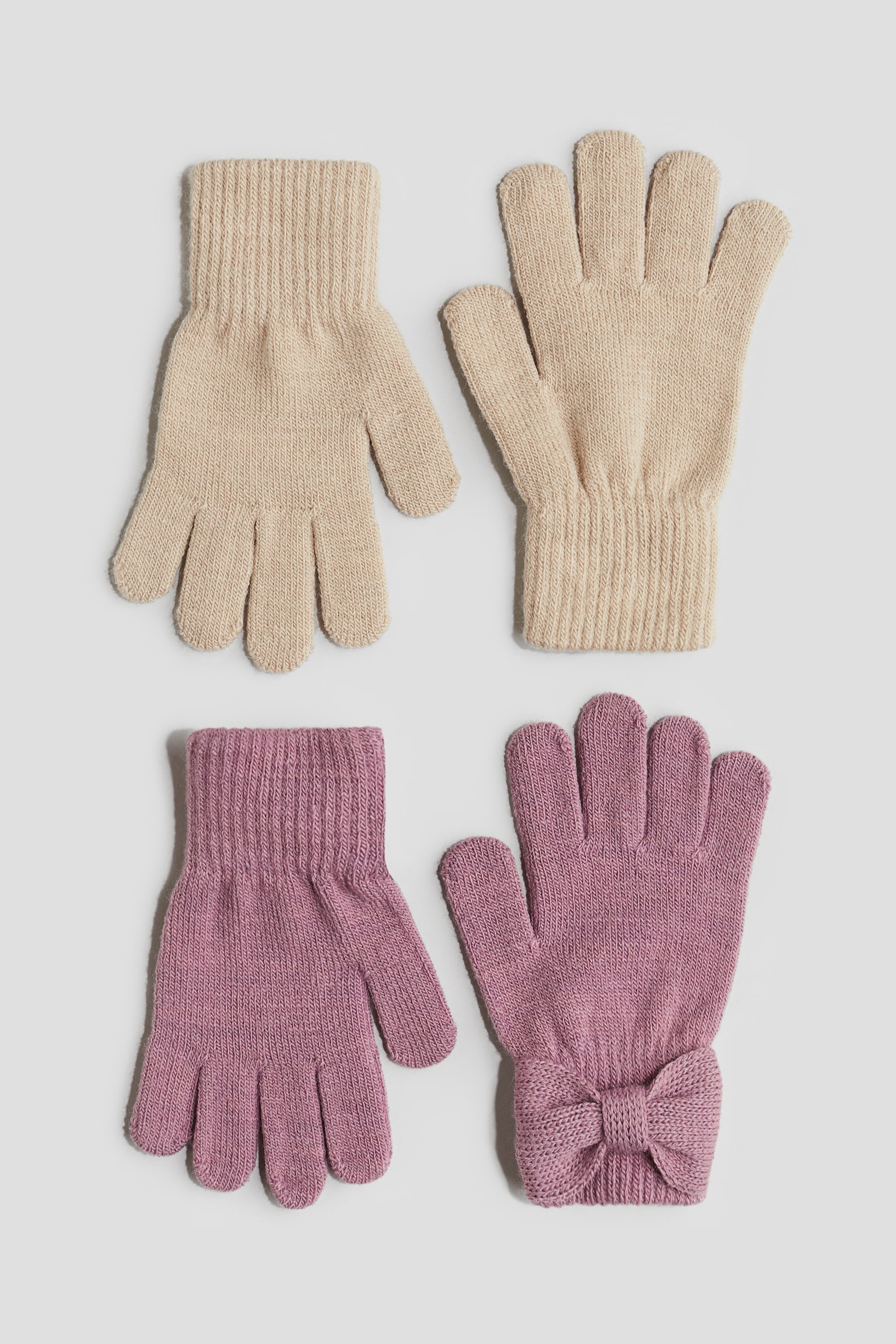 2-pack fine-knit gloves - Dusty pink/Beige - 1