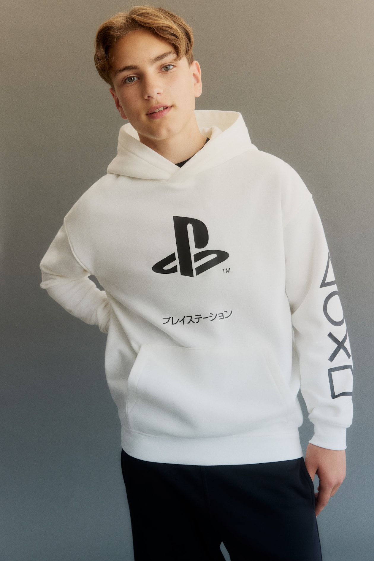 Printed Hoodie White/PlayStation Kids H&M US