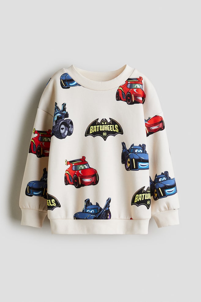 Printed Sweatshirt - White/DC Comics/Blue/Mickey Mouse/Cream/Cars/White/Marvel Comics/Navy blue/Pokémon/Dusty turquoise/Hot Wheels/Beige/Jurassic World/Dark blue/Sesame Street - 1