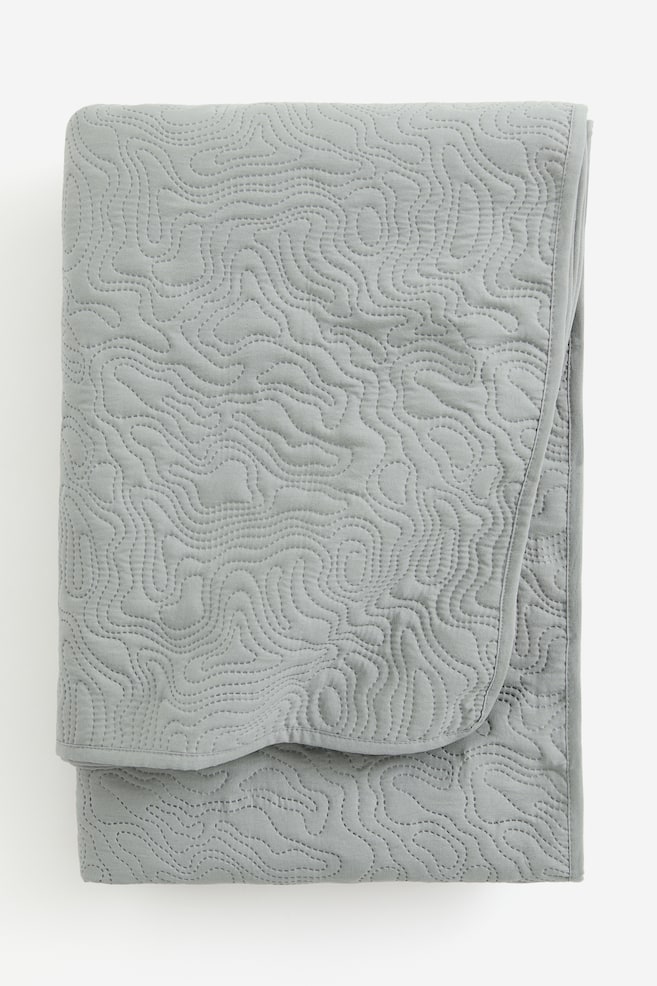 Quilted bedspread - Light khaki green - 1