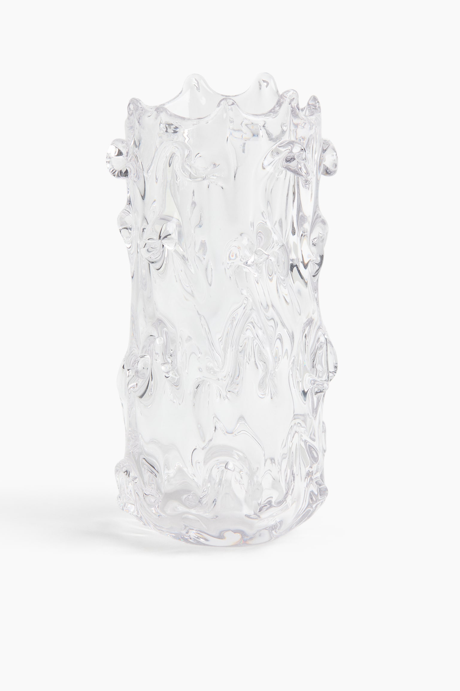 Large Textured Glass Vase - Transparent