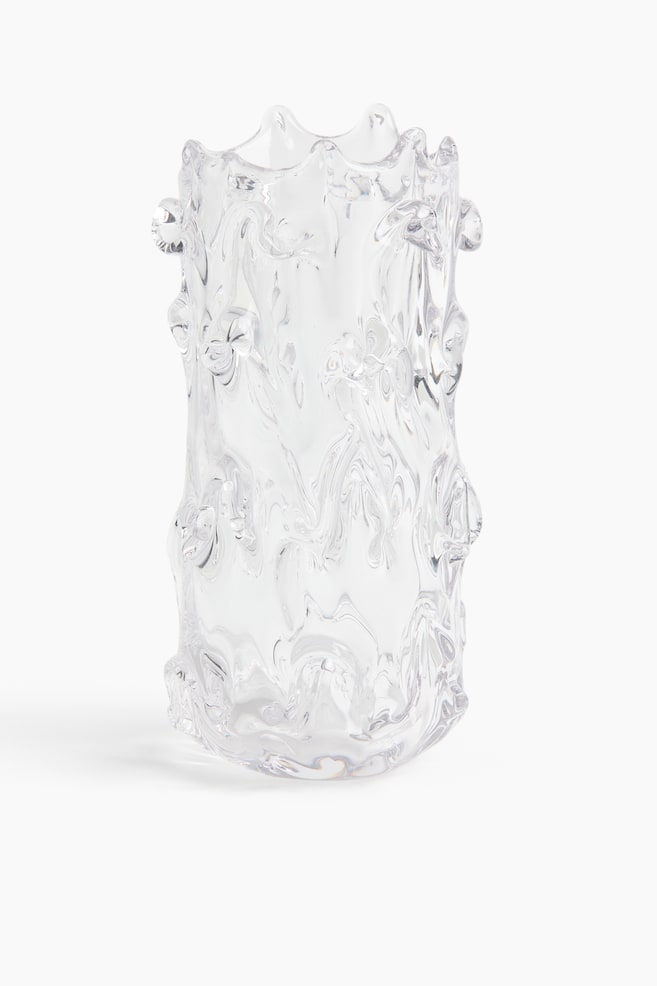 Large textured glass vase - Transparent/Brown - 1