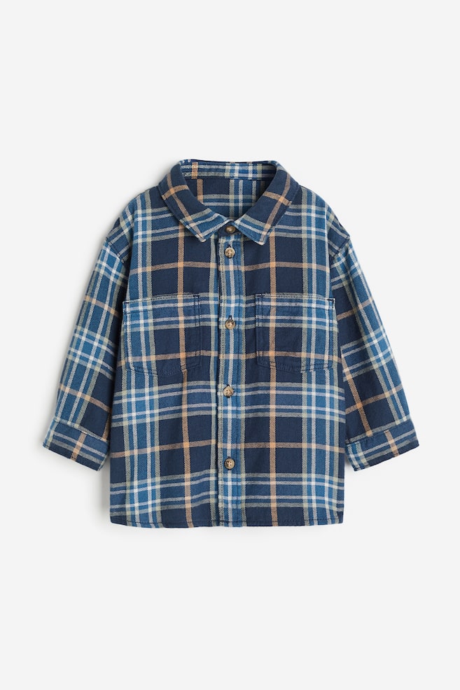 Cotton flannel shirt - Dark blue/Checked/Beige/Checked/Dark blue/Checked - 1