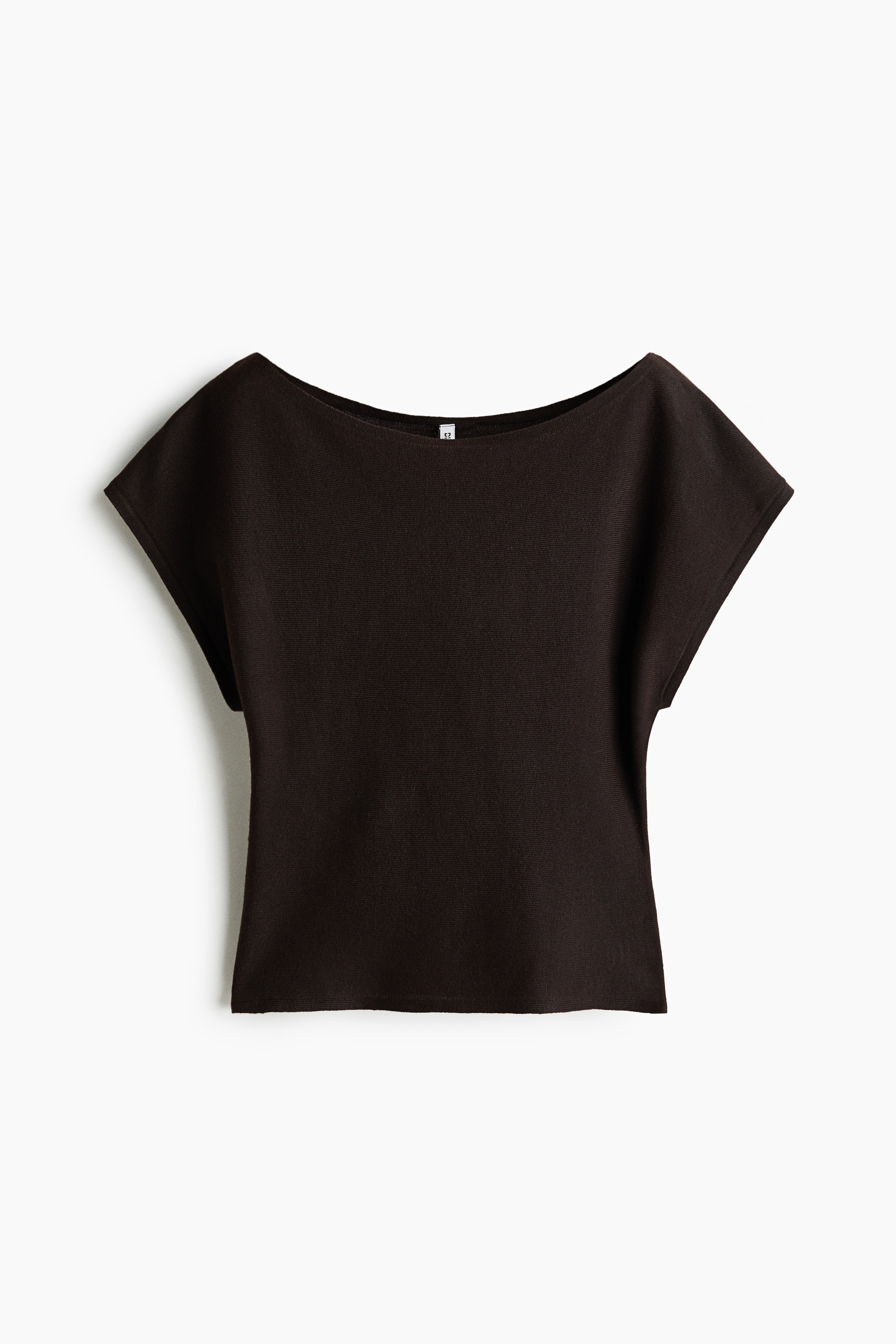 Boat-Neck Top - Dark brown/Light blue