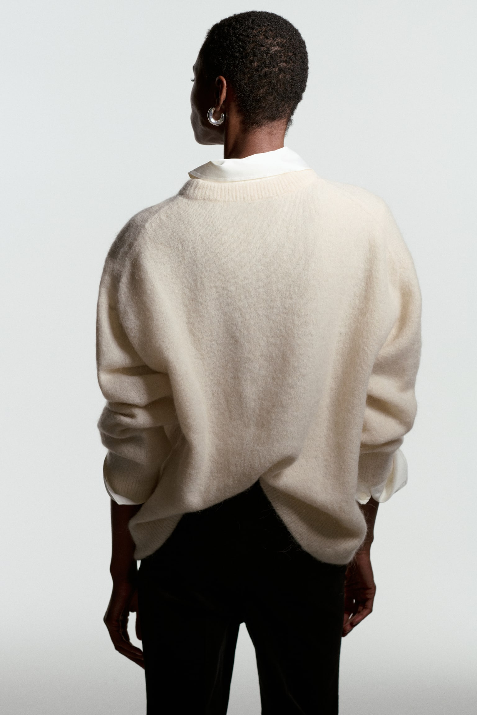 Oversized alpaca-blend jumper - Light beige/Dark plum purple/Dusty blue marl/Brown - 6