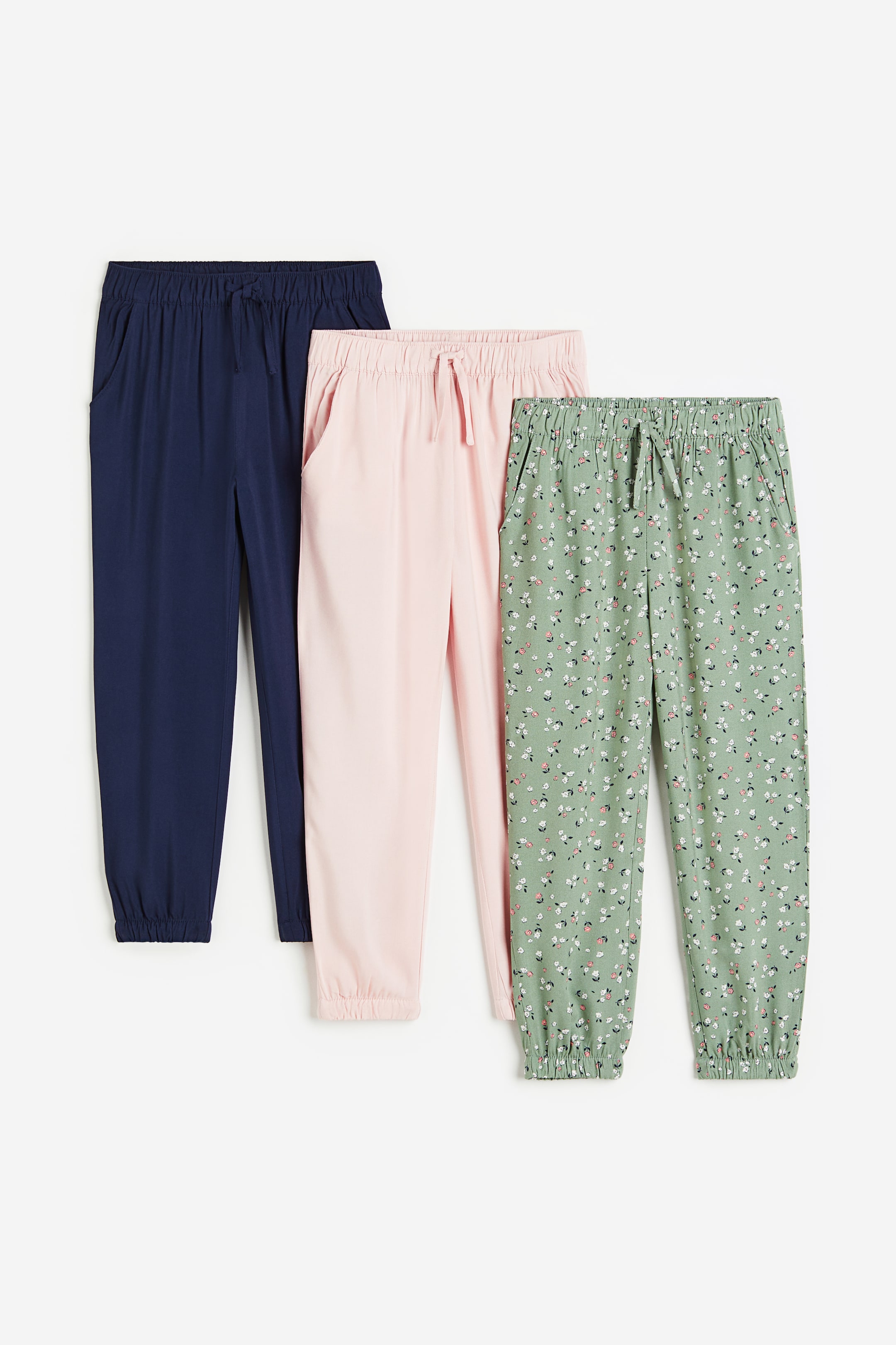 查看大圖: 3件入慢跑褲 - 鼠尾草綠/花朵 - Kids | H&M 1
