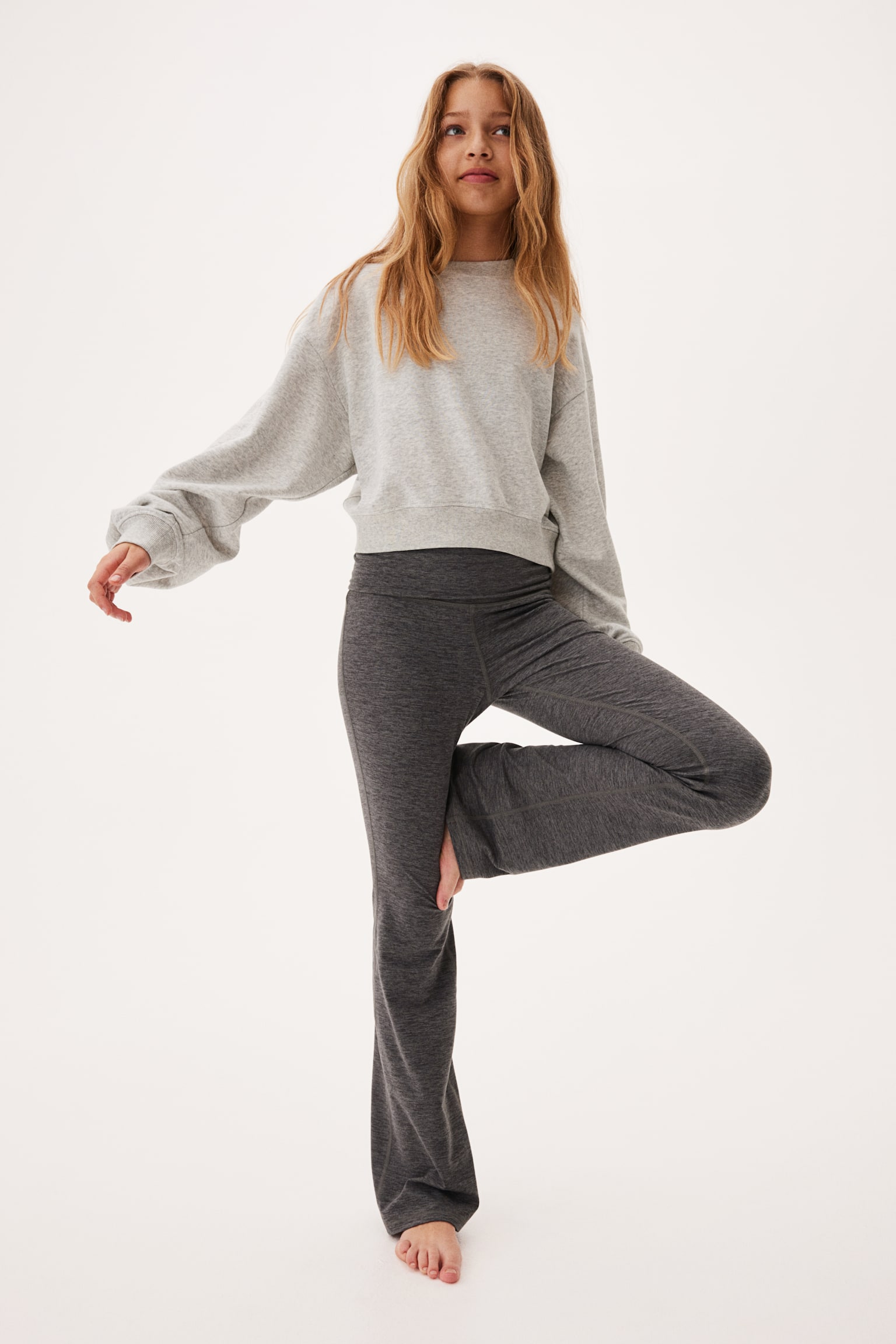 Flared sports leggings in DryMove™ - Dark grey marl/Light grey marl - 2