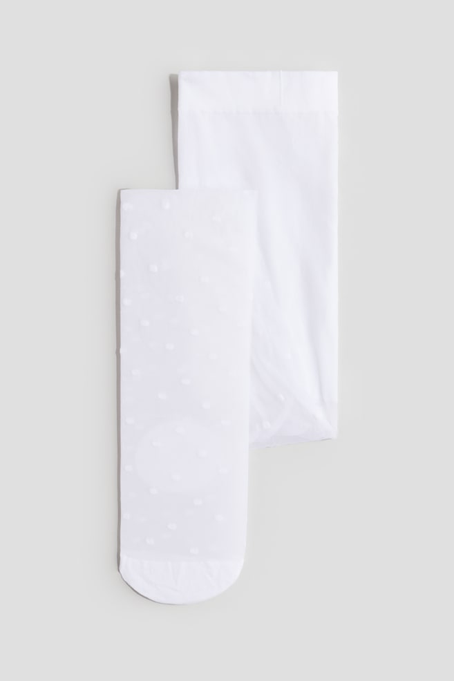 Patterned 20 Denier Tights - White/dotted - 1