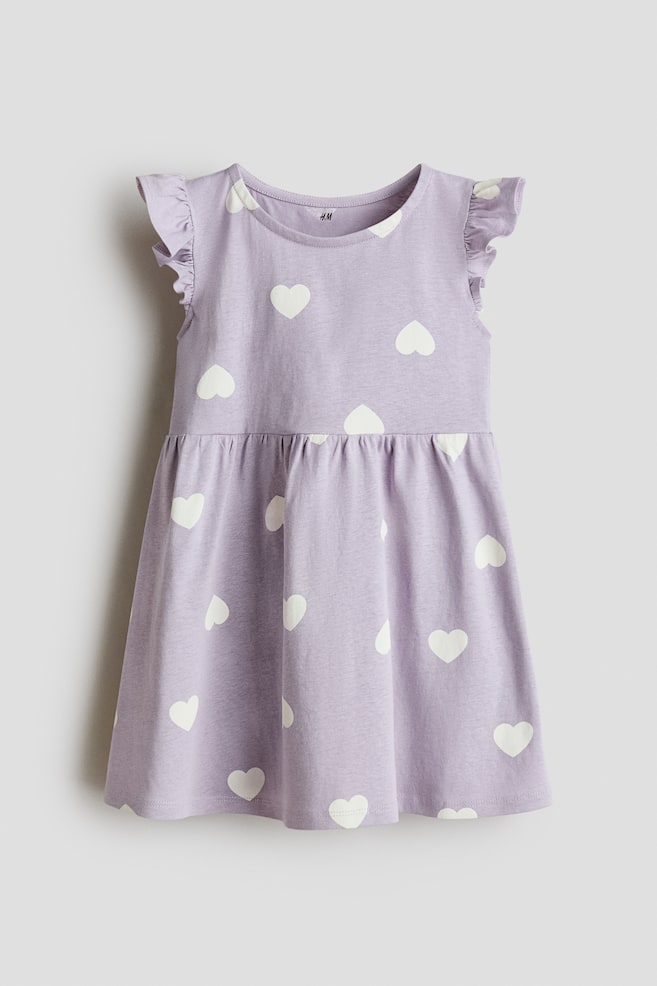 Printed cotton dress - Dusty purple/Hearts/White/Spotted/White/Striped/Pink/Striped - 1