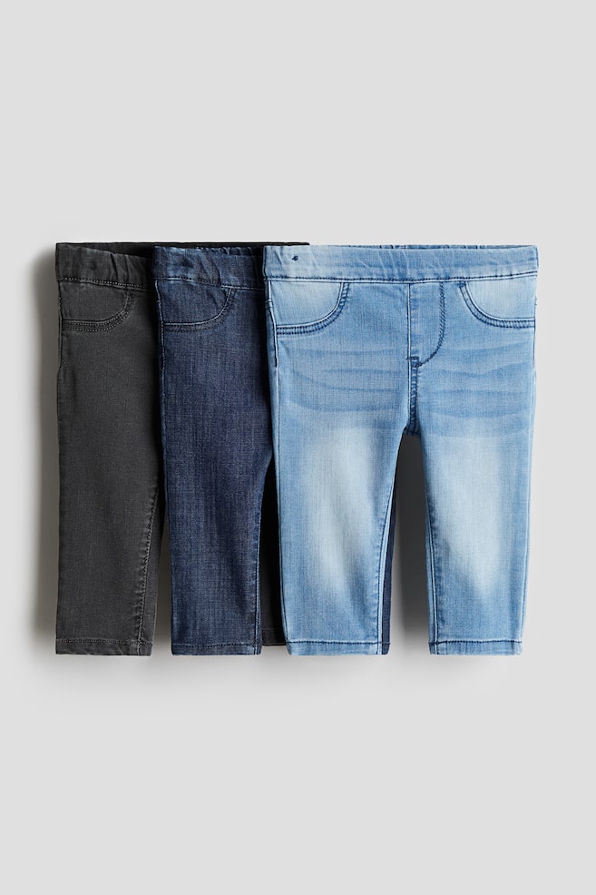 3-pack Denim Jeggings - Denim blue/dark gray - 1