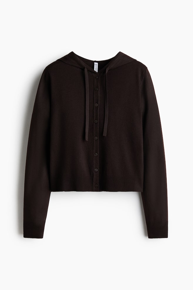 Hooded cardigan - Dark brown/Light blue - 1