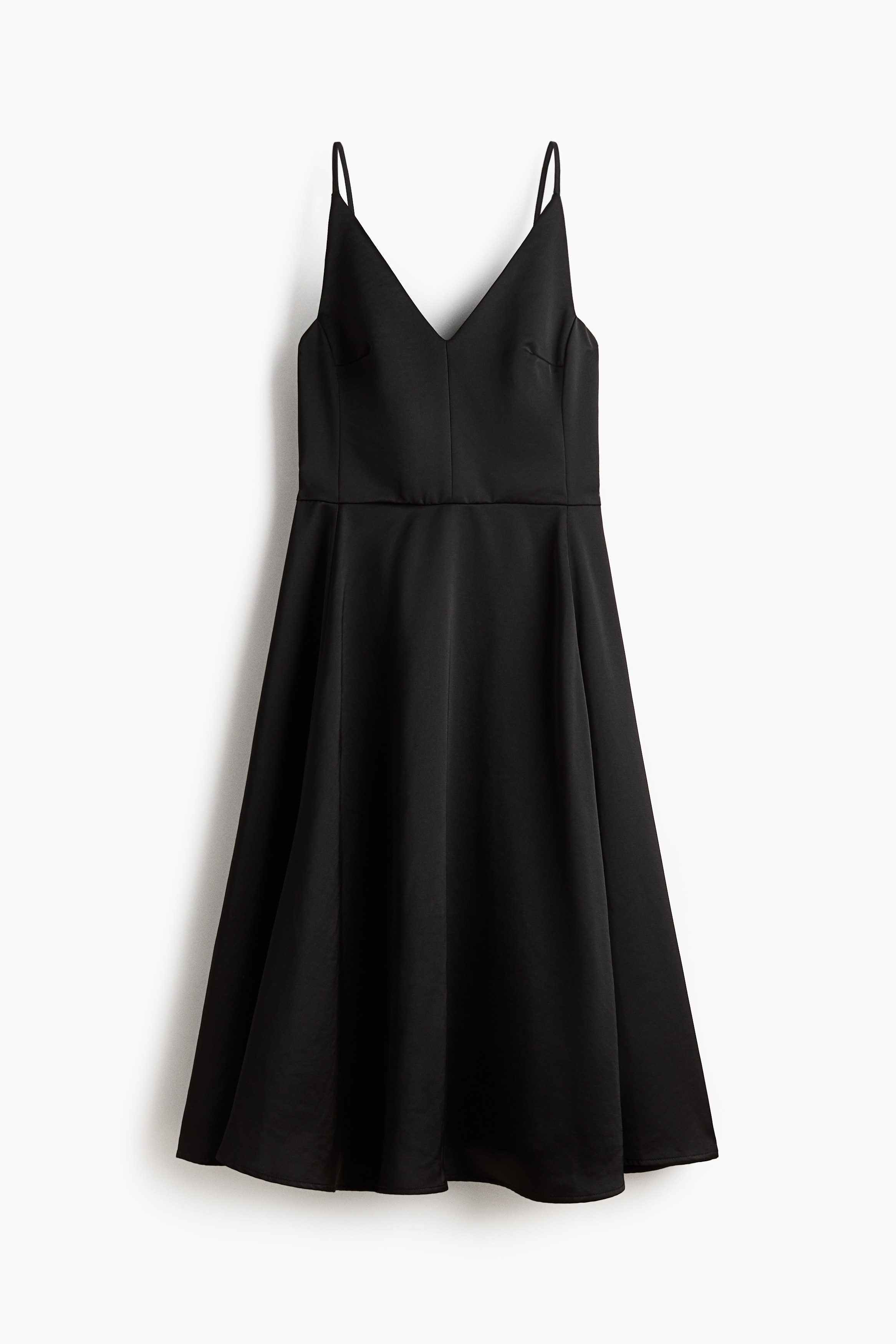 H & M - Trägerkleid mit V-Ausschnitt - Schwarz - Damen