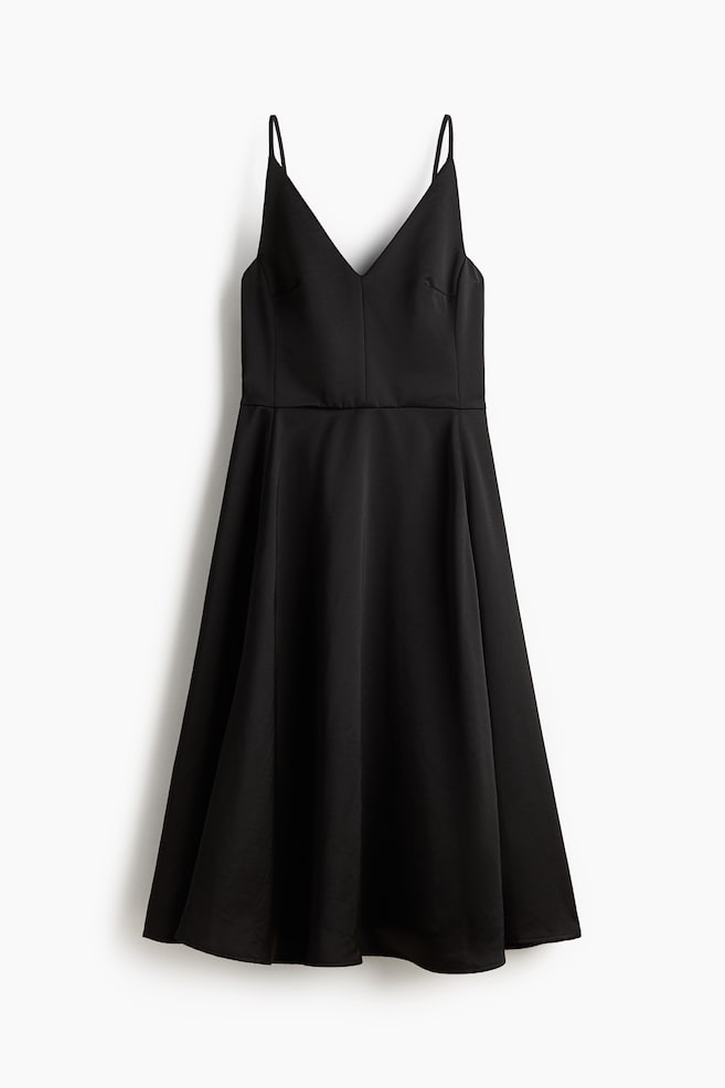 V-neck strappy dress - Black/Red - 1