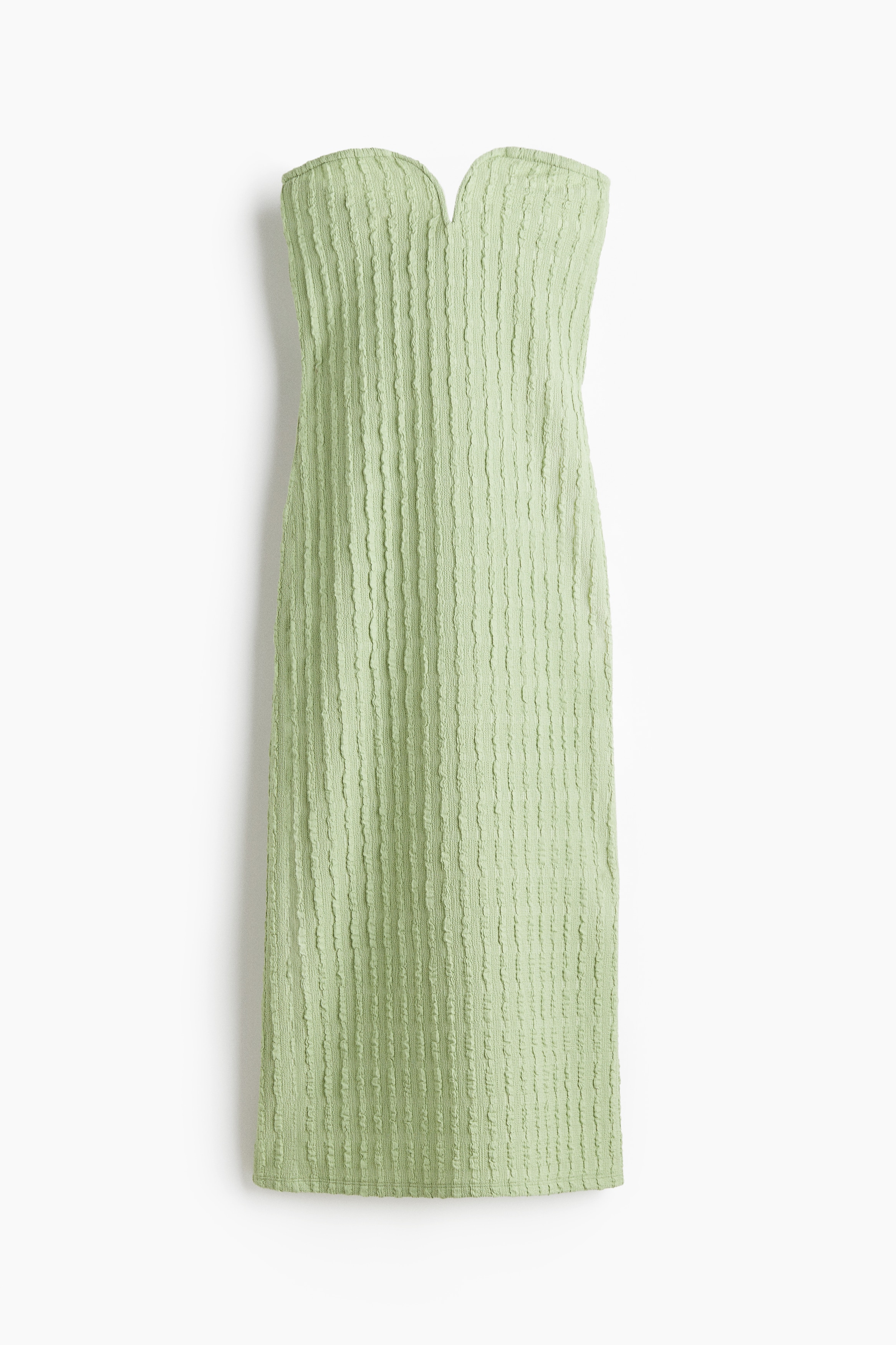 Haljina bando kroja od reljefnog žerseja - Svetlozelena/Bež