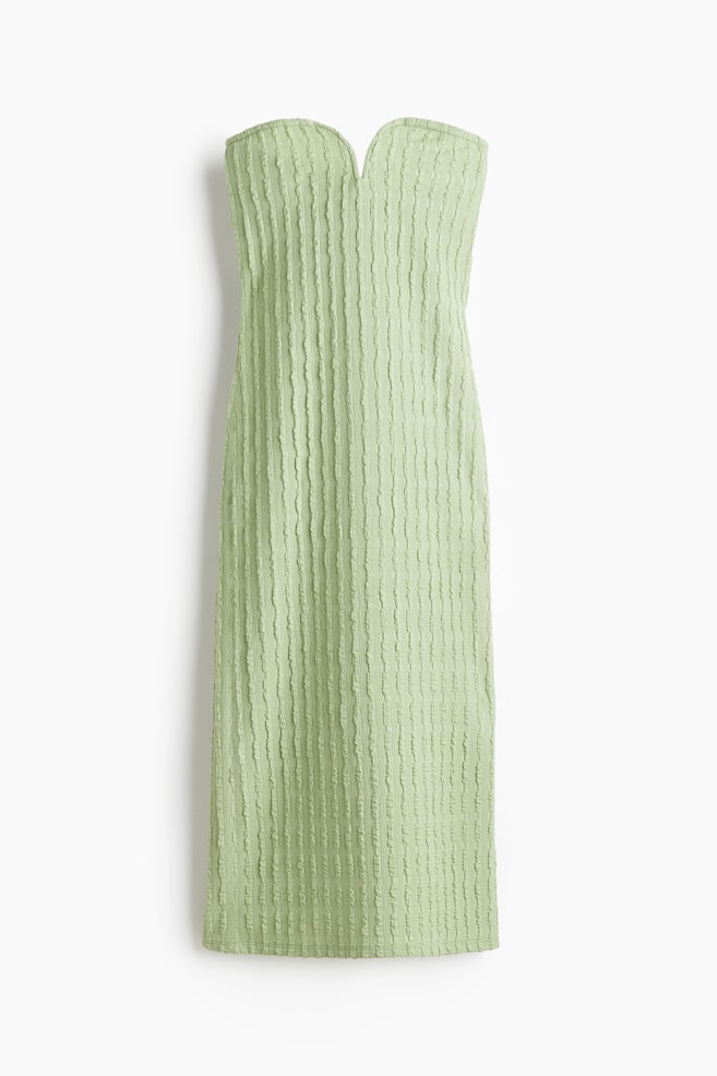 Textured jersey bandeau dress - Light green/Beige - 1