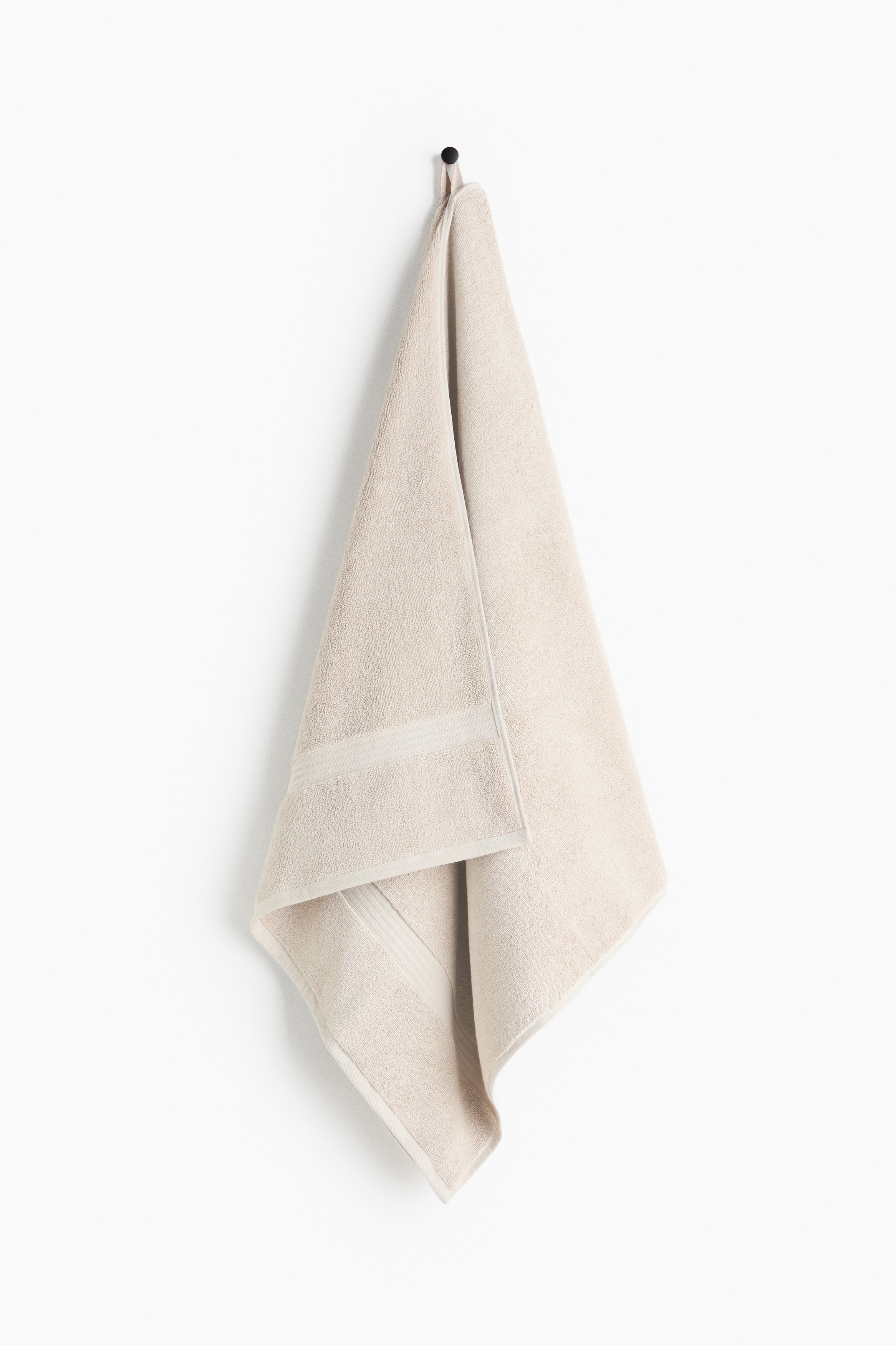 Cotton Terry Bath Towel - Light beige/White