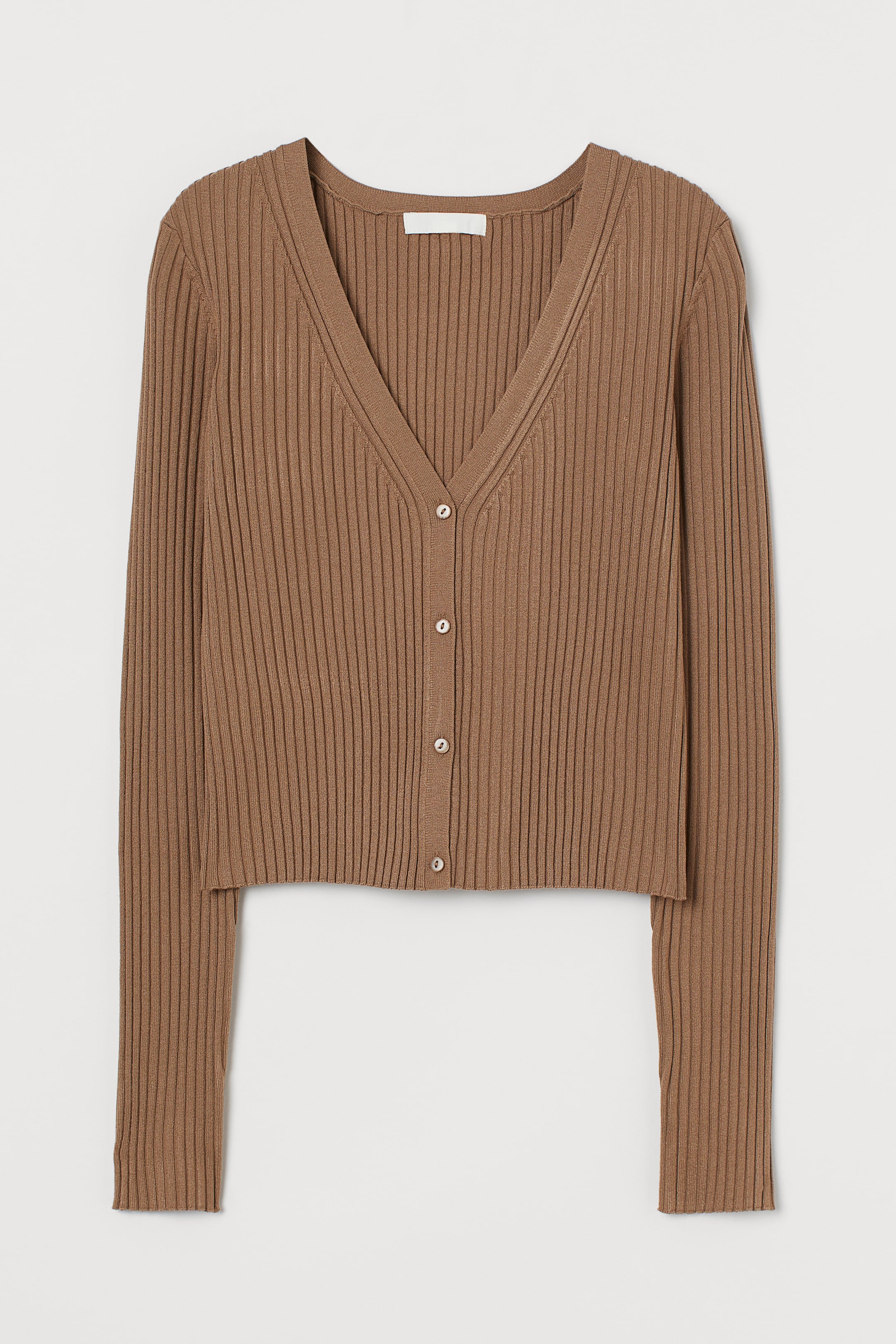 View larger image: Rib-knit Cardigan - Dark beige - Ladies | H&M US 1
