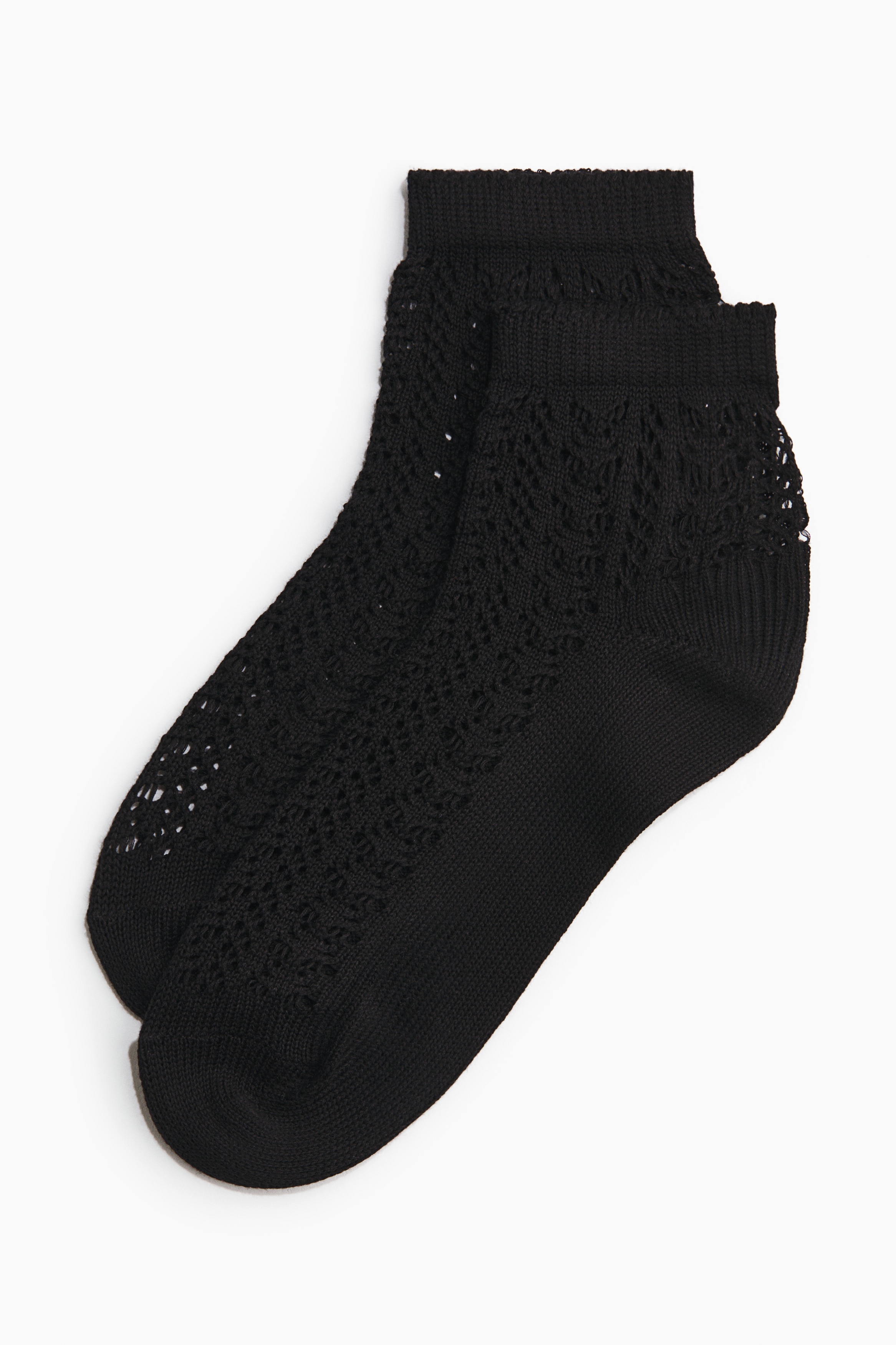 Calzini alla caviglia effetto uncinetto - Nero