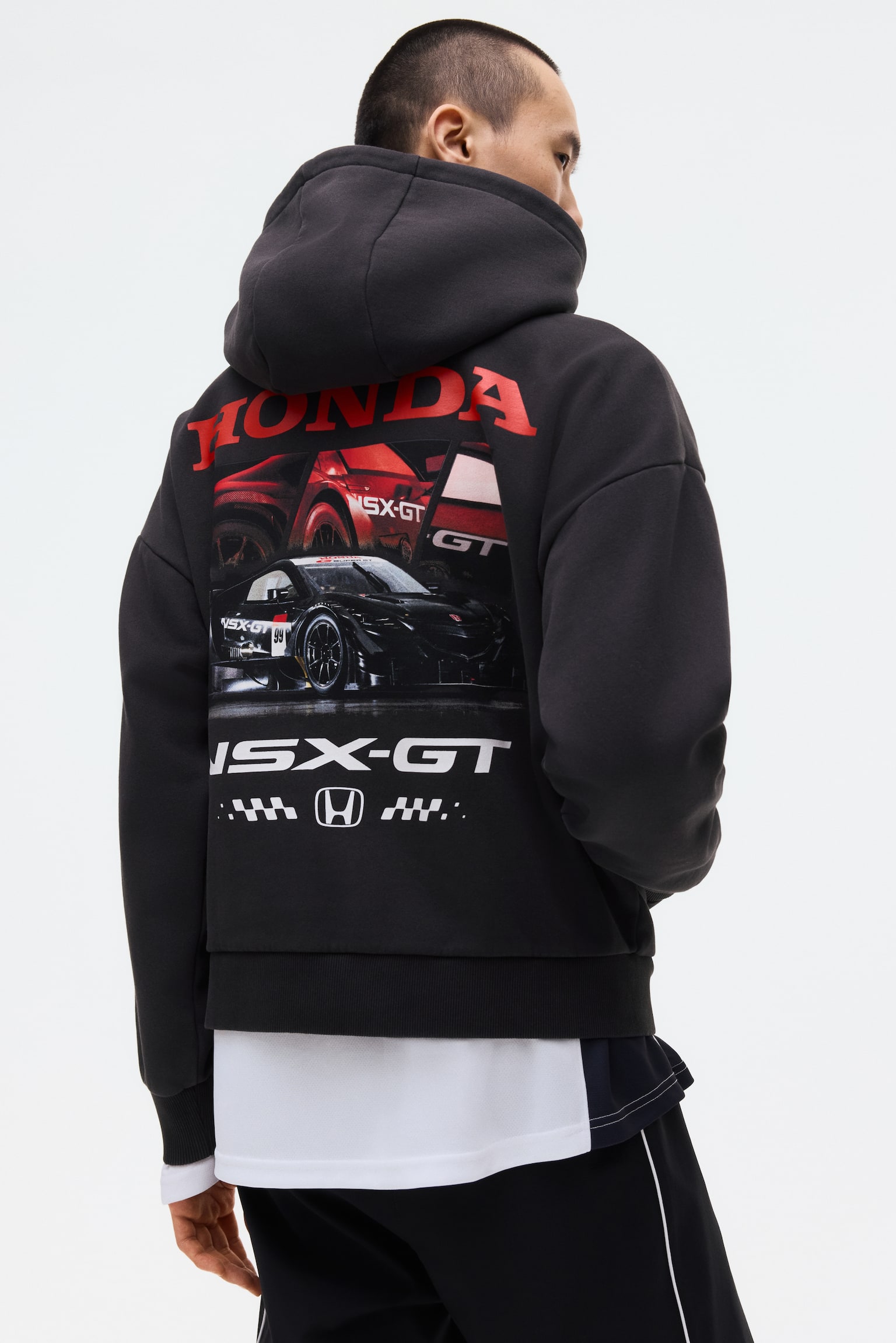 Oversized Fit Printed hoodie - Black/Honda - 1