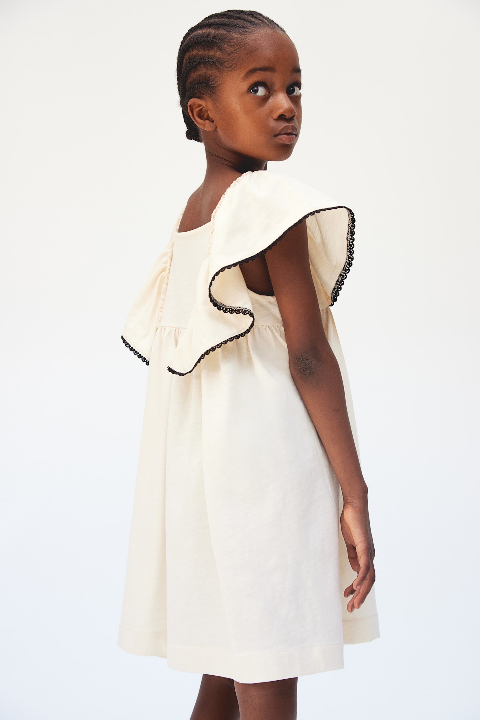 Butterfly-sleeved jersey dress - Cream/Mauve - 4