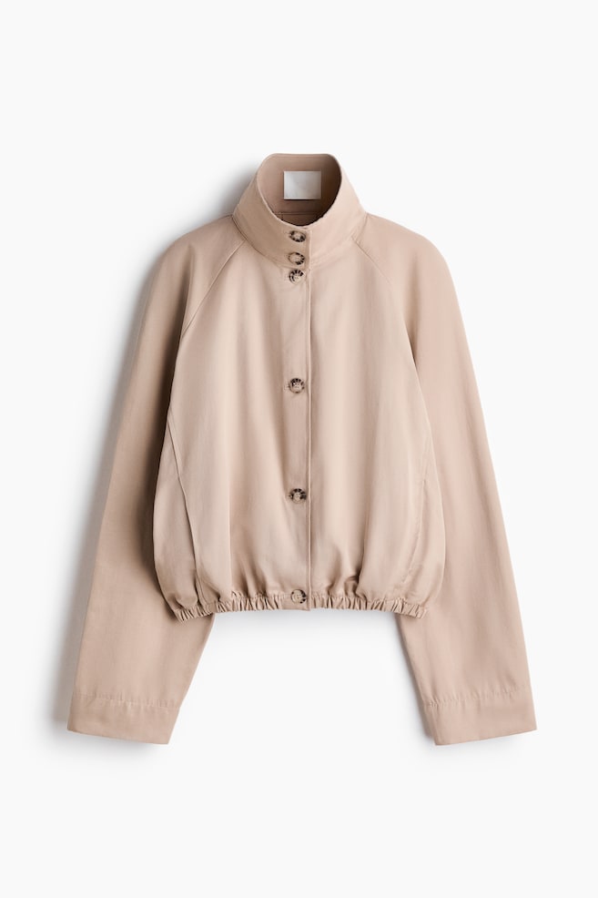 Oversized jas met tunnelkraag - Beige - 1