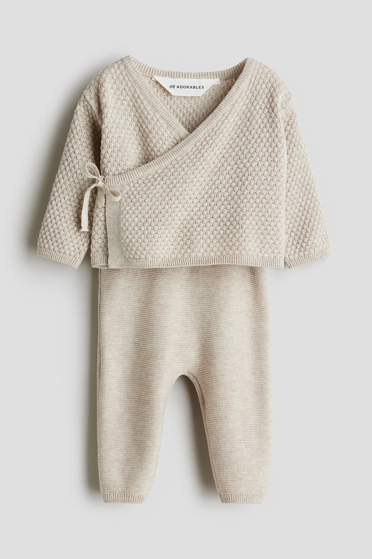 Ensemble 2 pièces en maille avec gilet et pantalon - Beige - ENFANT | H&M FR