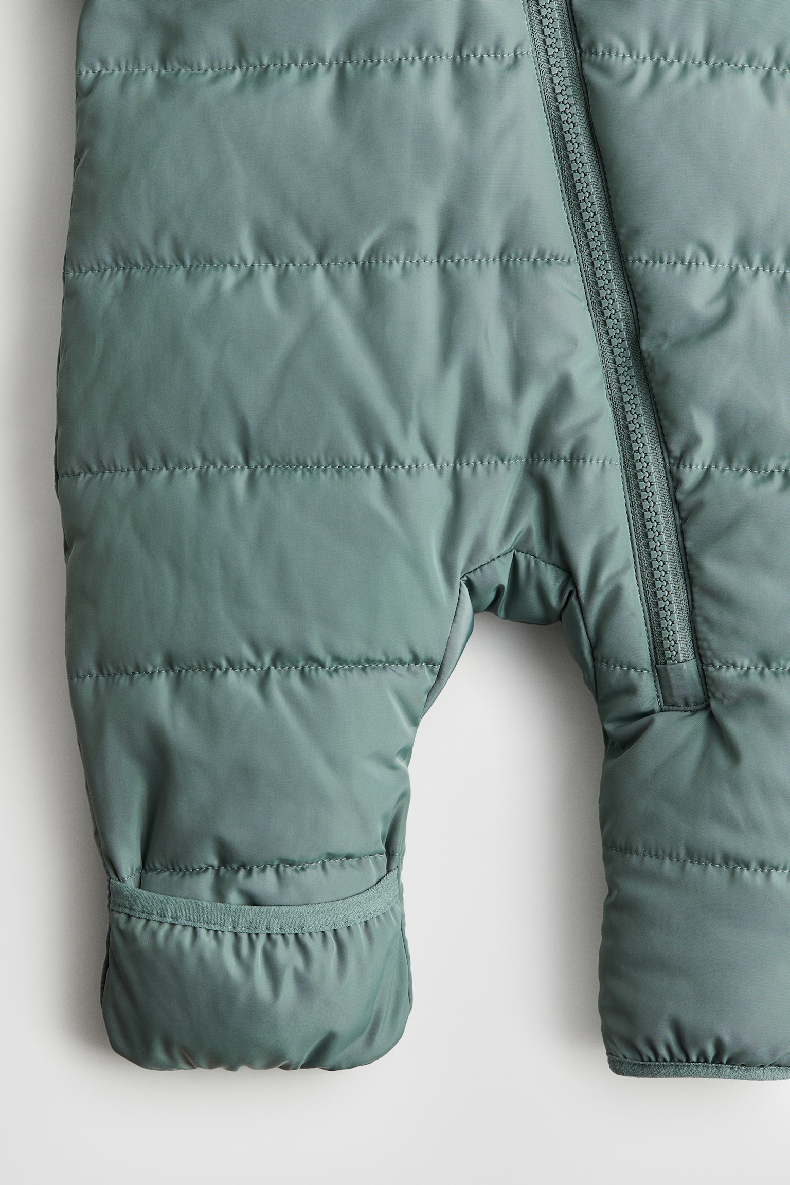 Pile-lined snowsuit - Dusty green/Light greige/Navy blue - 2