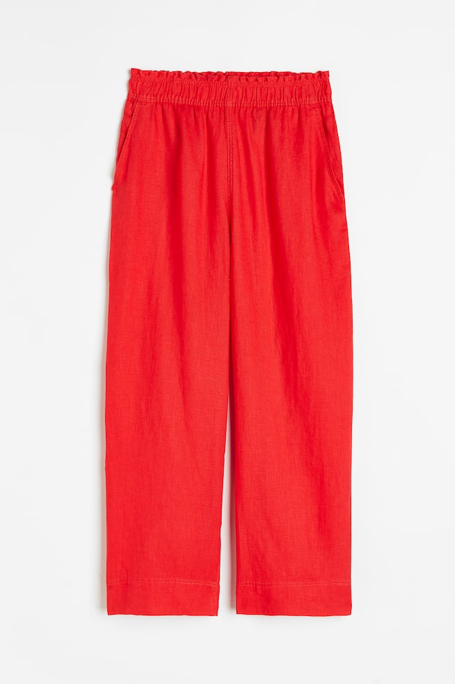 Ankle-length linen trousers - Red/Light beige/Black/Light blue/Shells/dc/dc/dc - 2