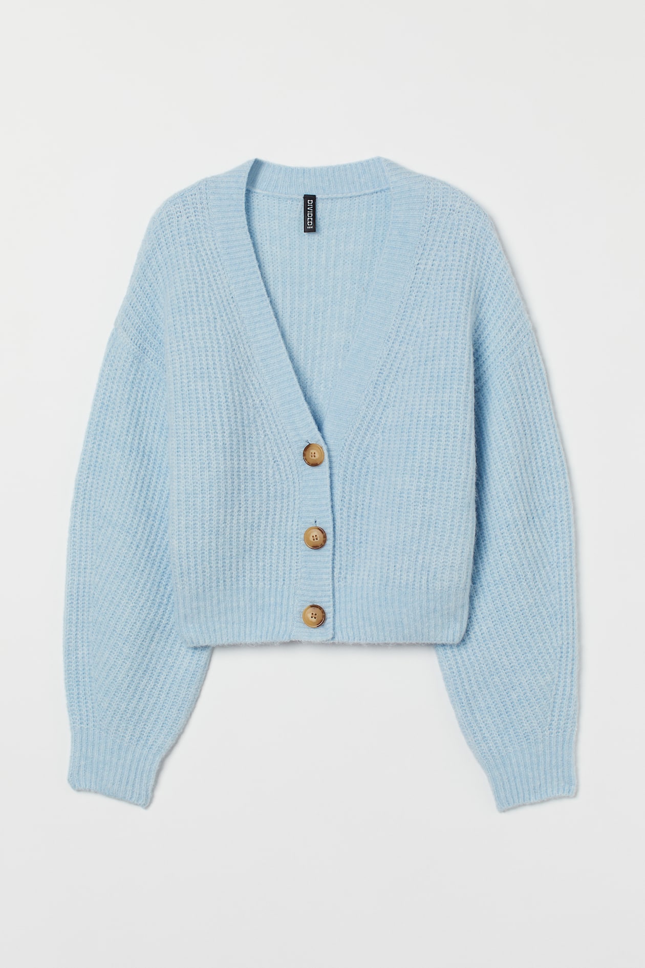 Rib-knit Cardigan - V-neck - Long sleeve - Light blue - Ladies | H&M US