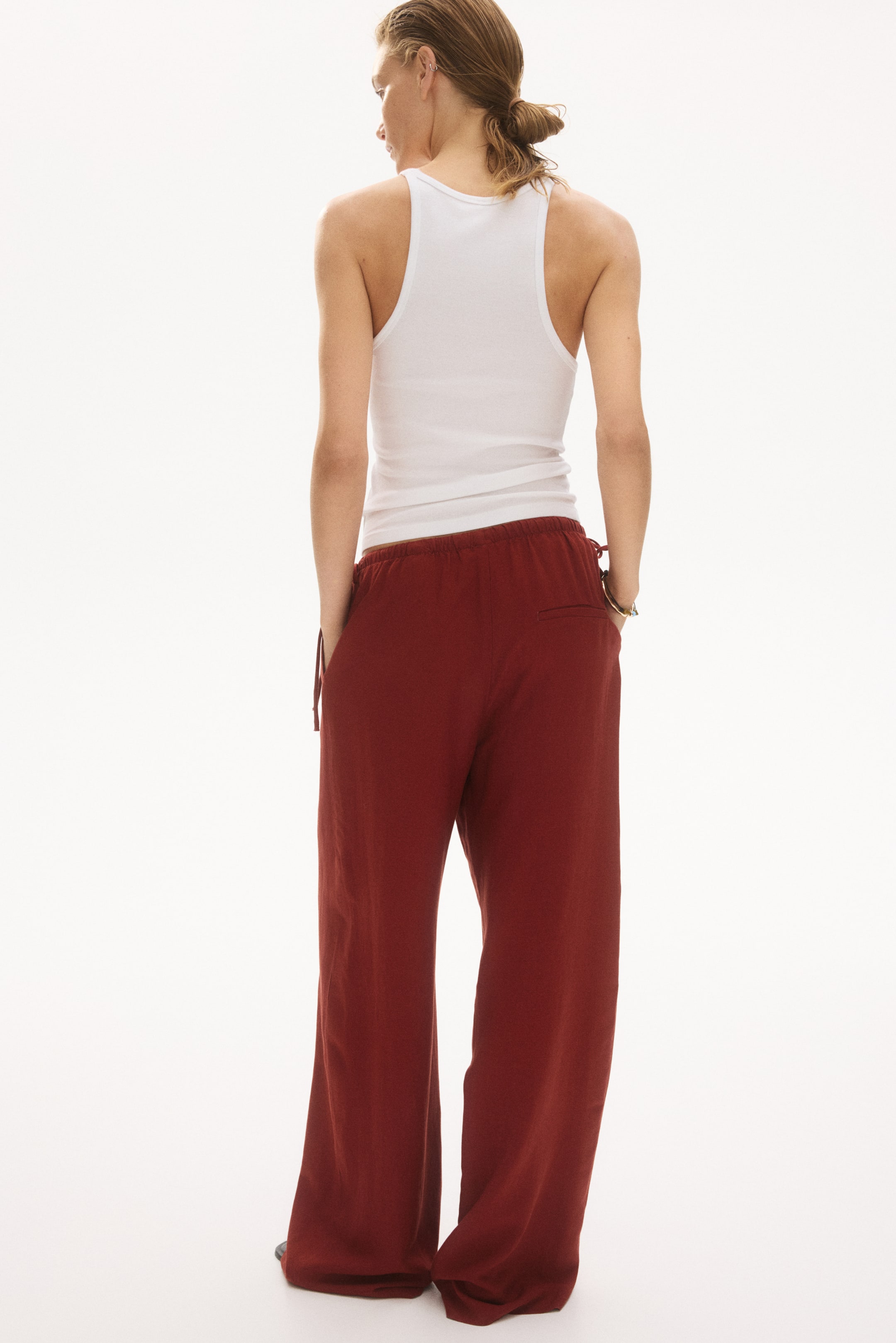 Linen-Blend Drawstring Pants