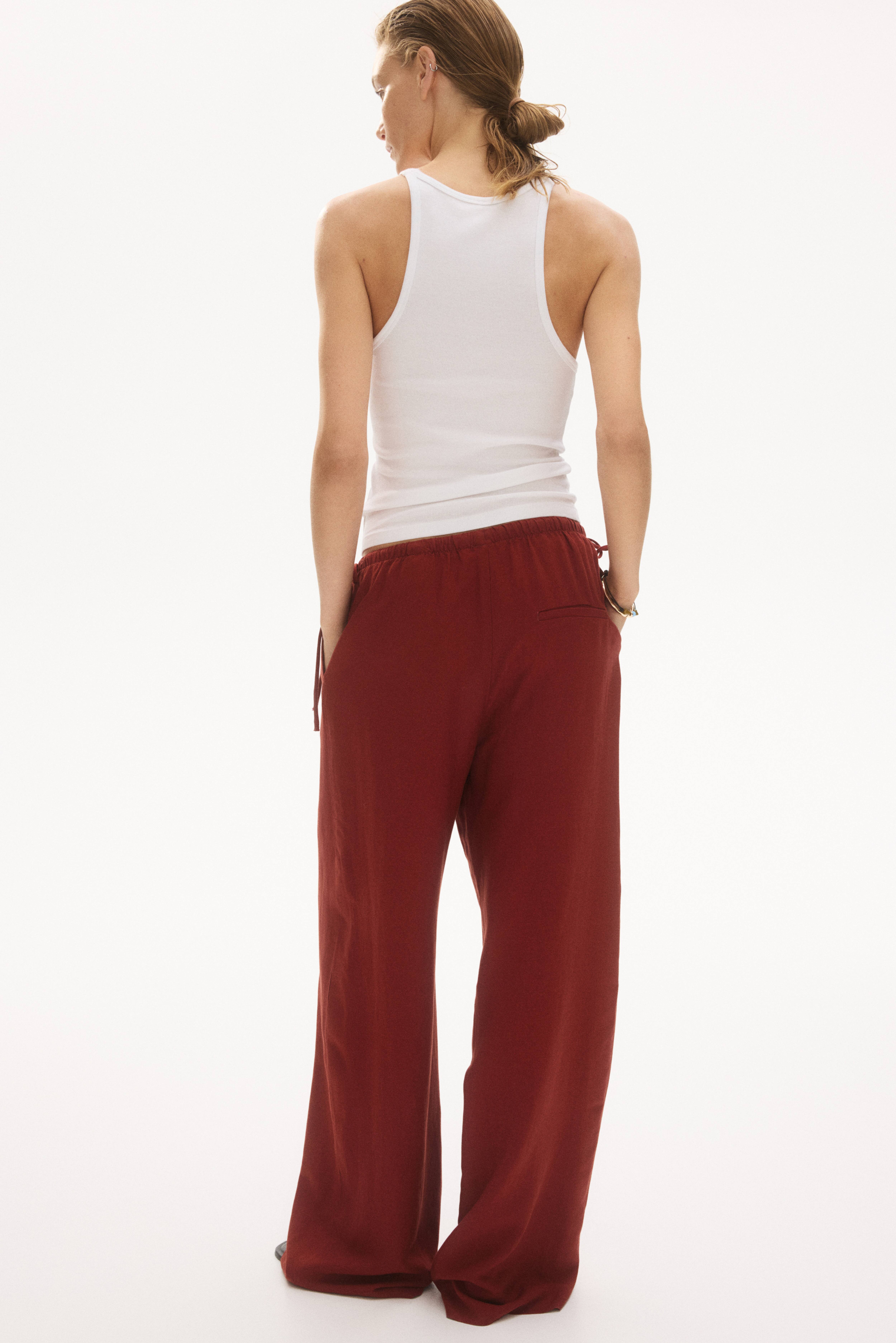 Linen-Blend Drawstring Pants