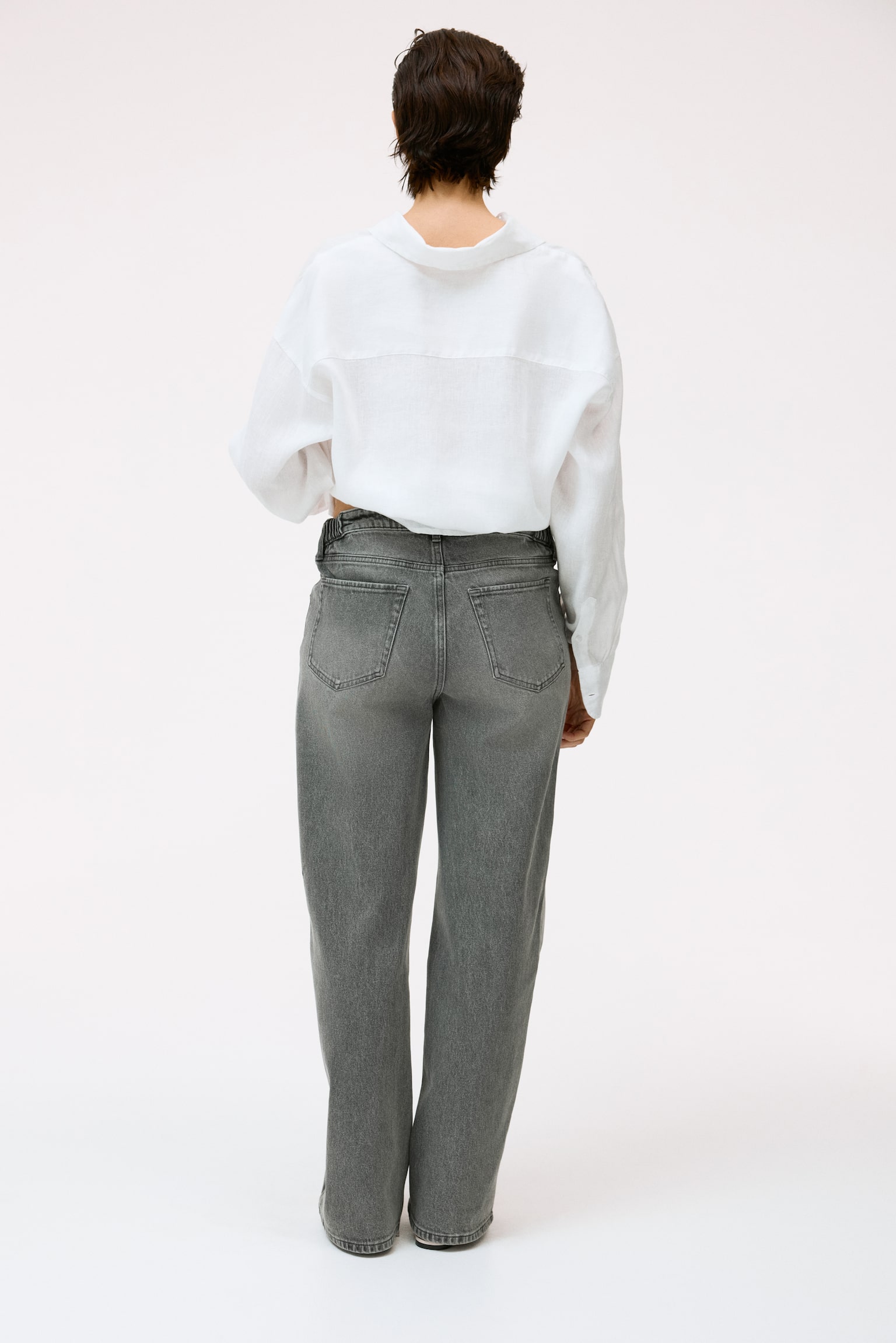 MAMA Wide Low Jeans - אפור ג'ינס - 8