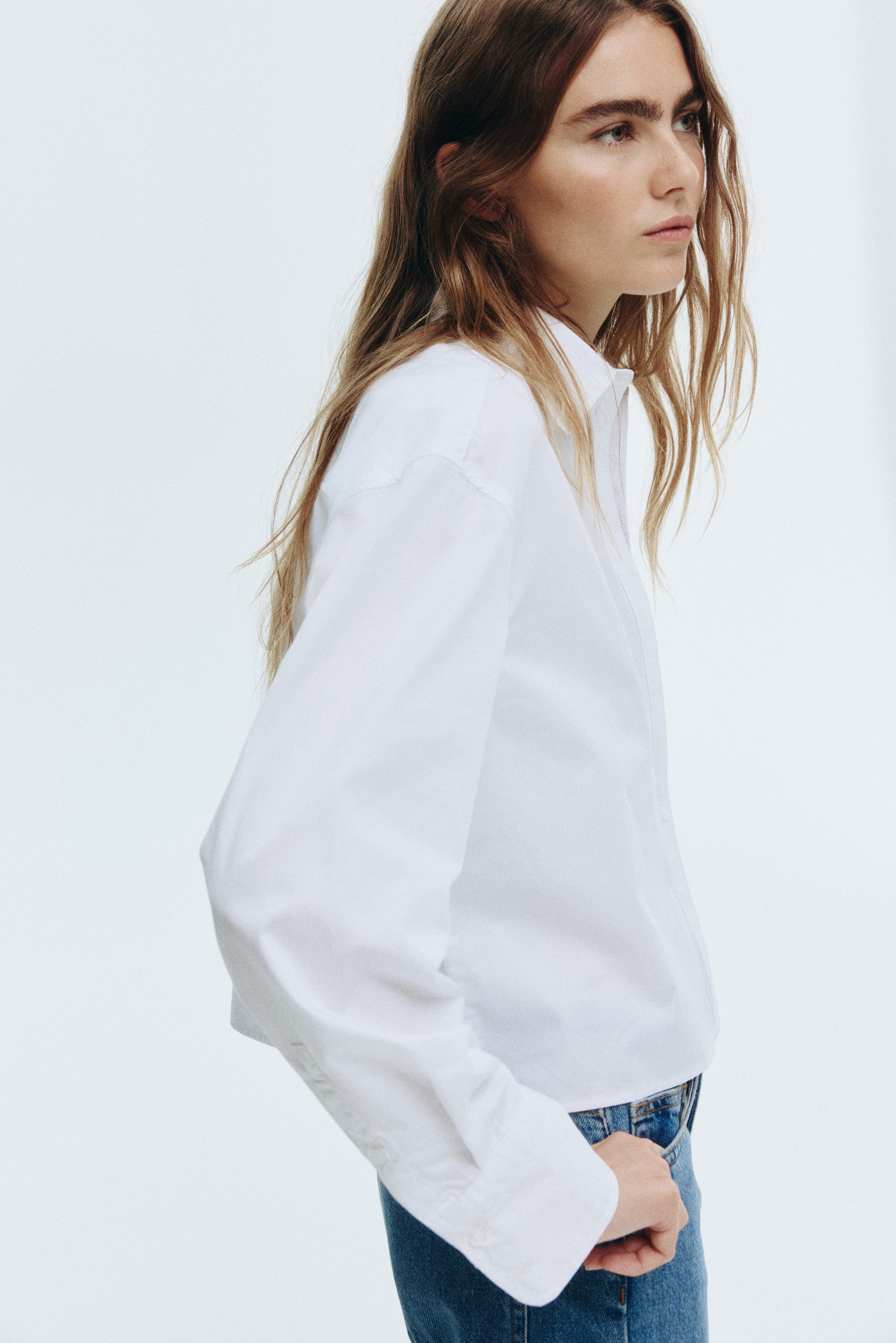 Short poplin shirt