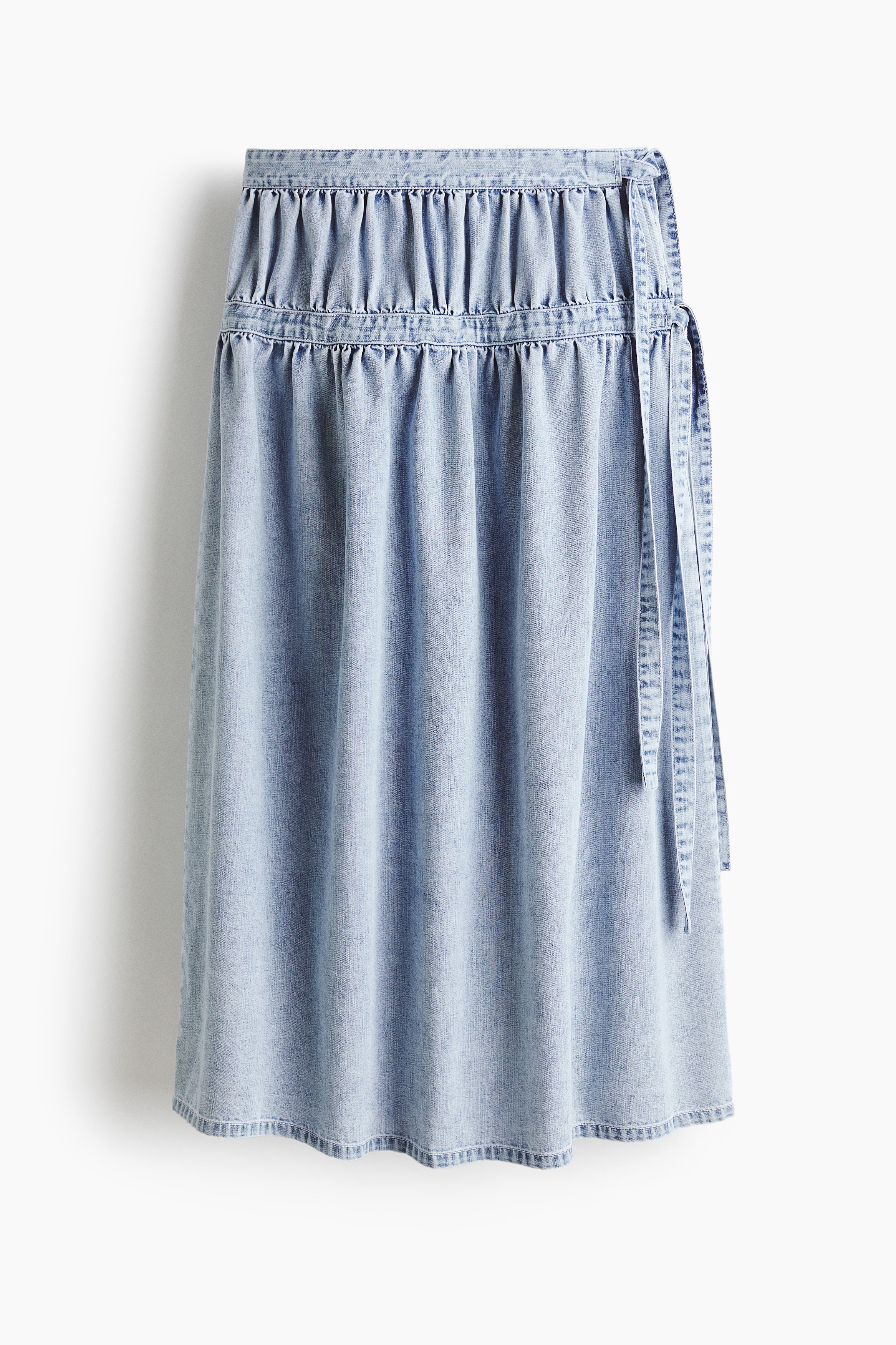 タイディテールデニムスカート - ライトデニムブルー/ブラック