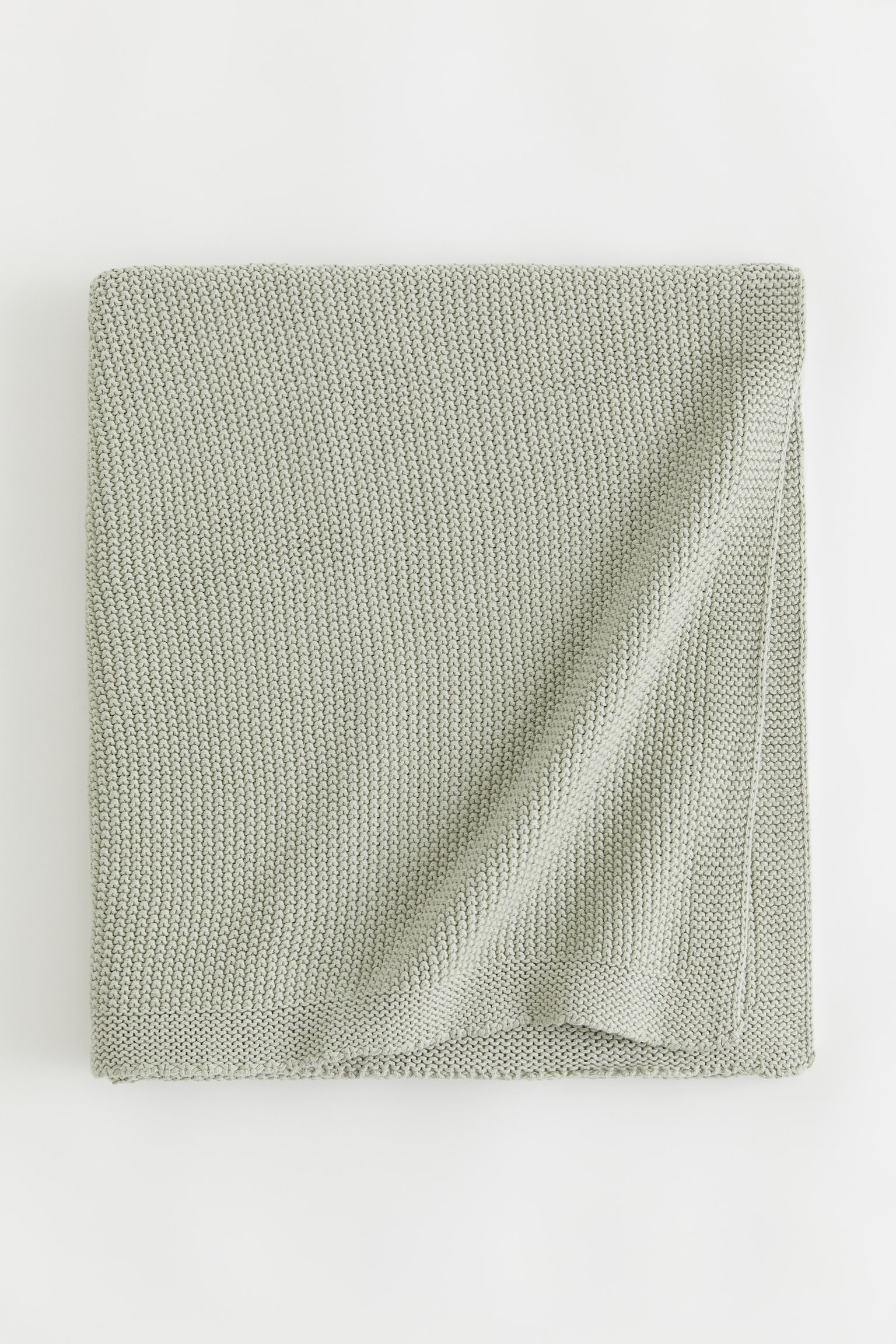 Moss-stitched cotton blanket - Light green/White/Light dusty mole - 1