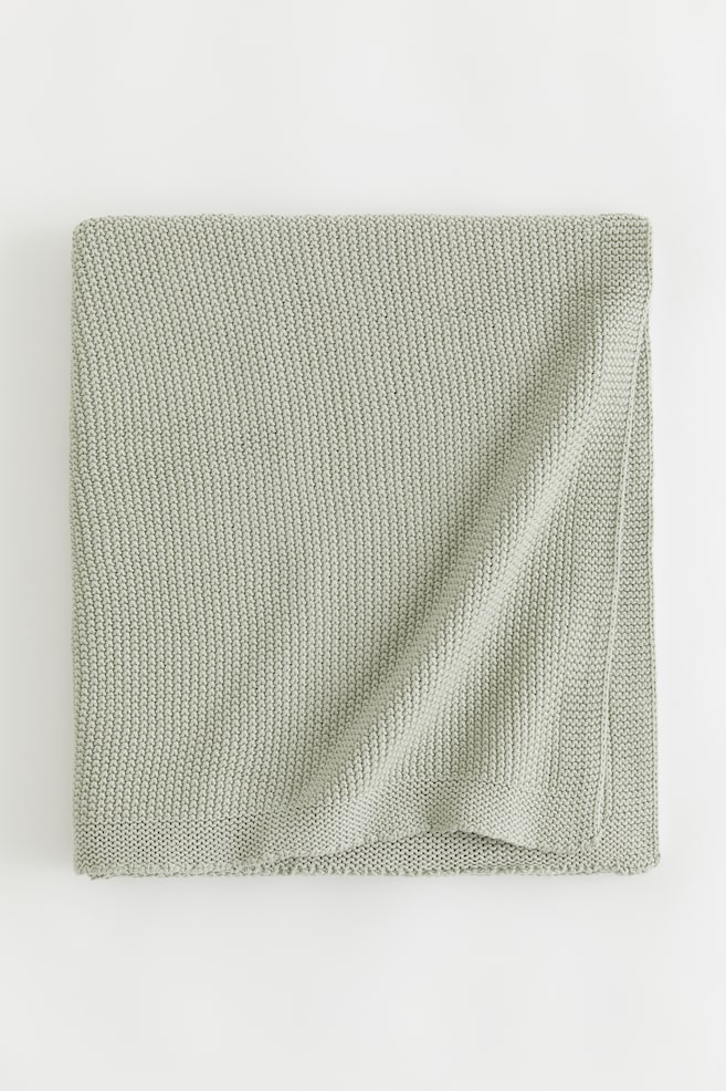 Moss-stitched cotton blanket - Light green/Dark grey/Light beige/Light powder pink/dc - 1