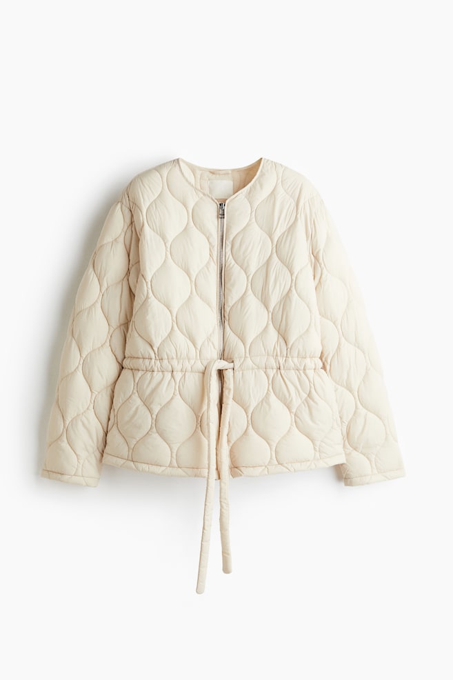 Quilted Jacket - Light beige - 1