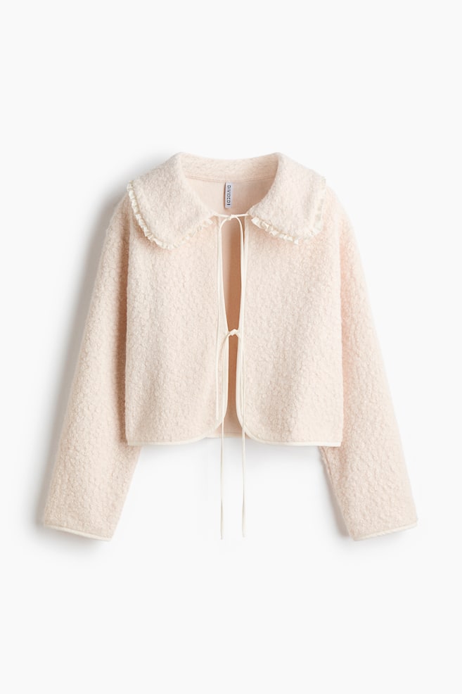 Bouclé Cardigan with Collar - Cream - 1