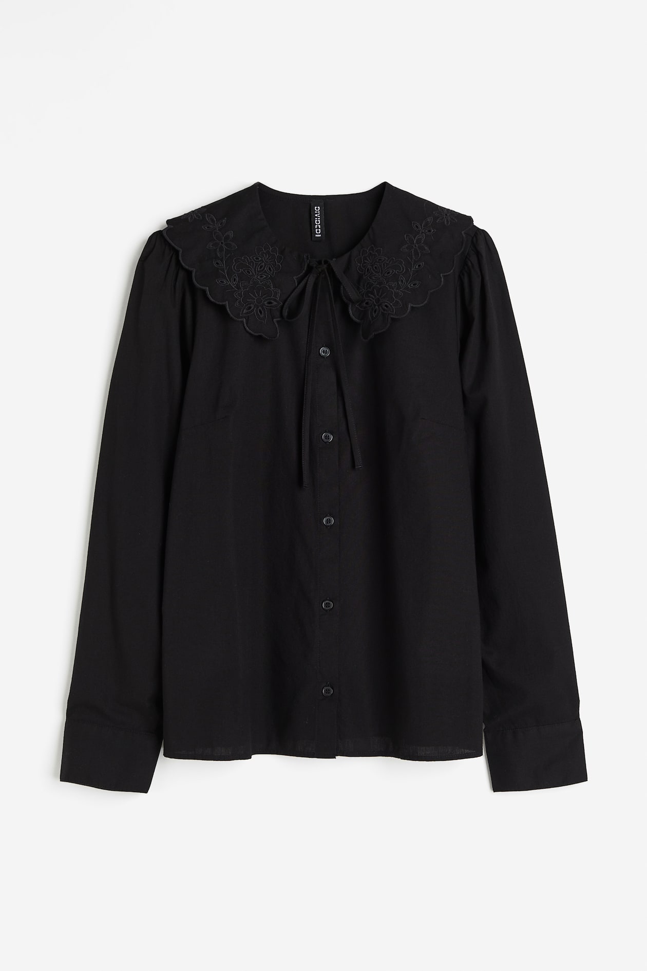 Peter Pan Collar Cotton Shirt Black Ladies H&M AU