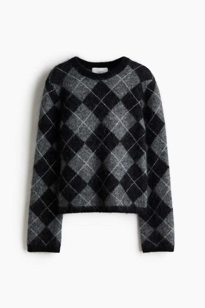 Pullover aus Mohairmix - Grau/Argylemuster - 1