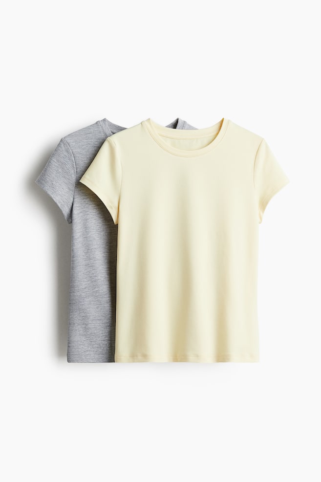 2-pack sports tops with DryMove™ - Light yellow/Grey marl/Turquoise/Black/Light beige/Navy blue - 1