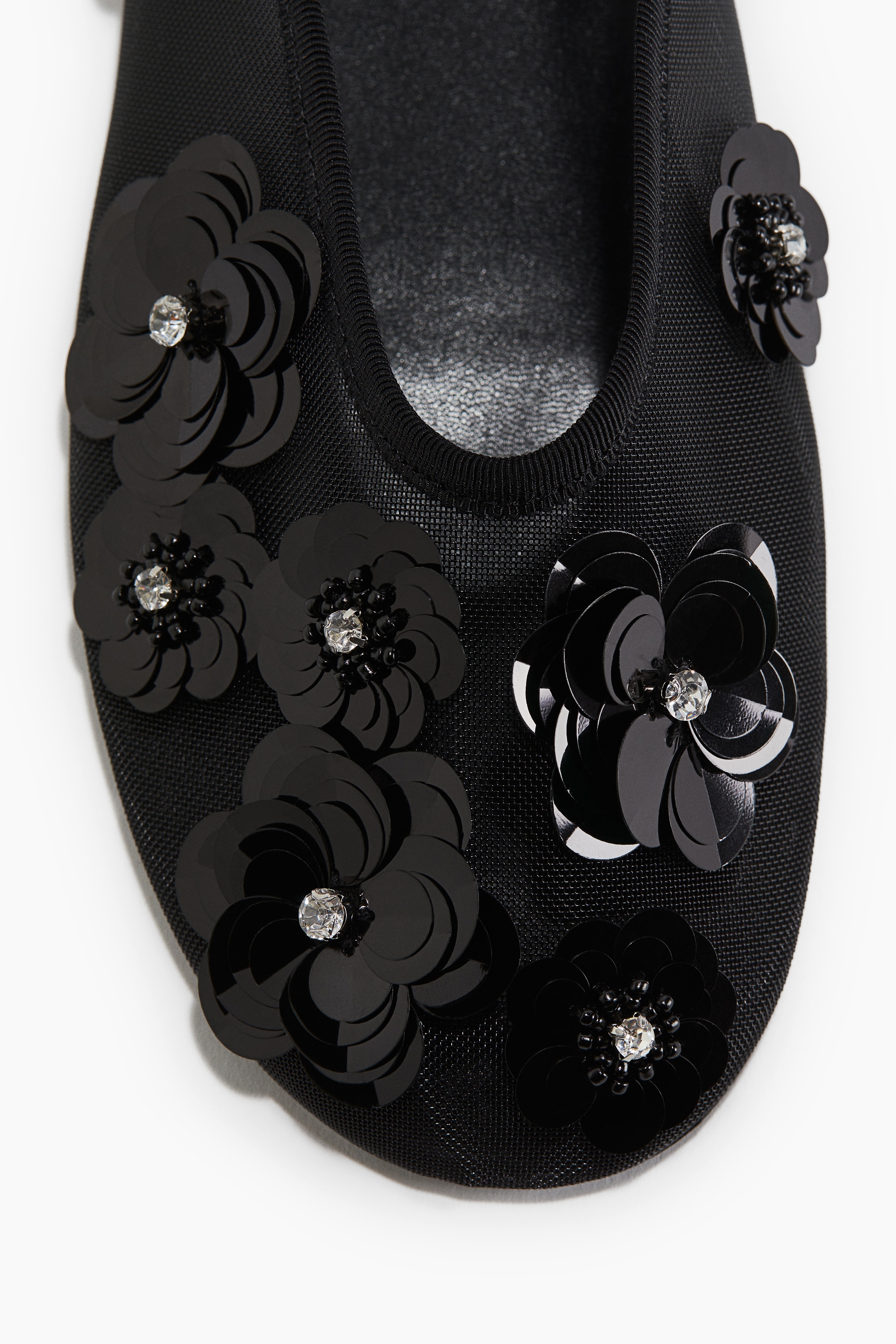 モチーフメッシュフラットシューズ - ブラック - レディース